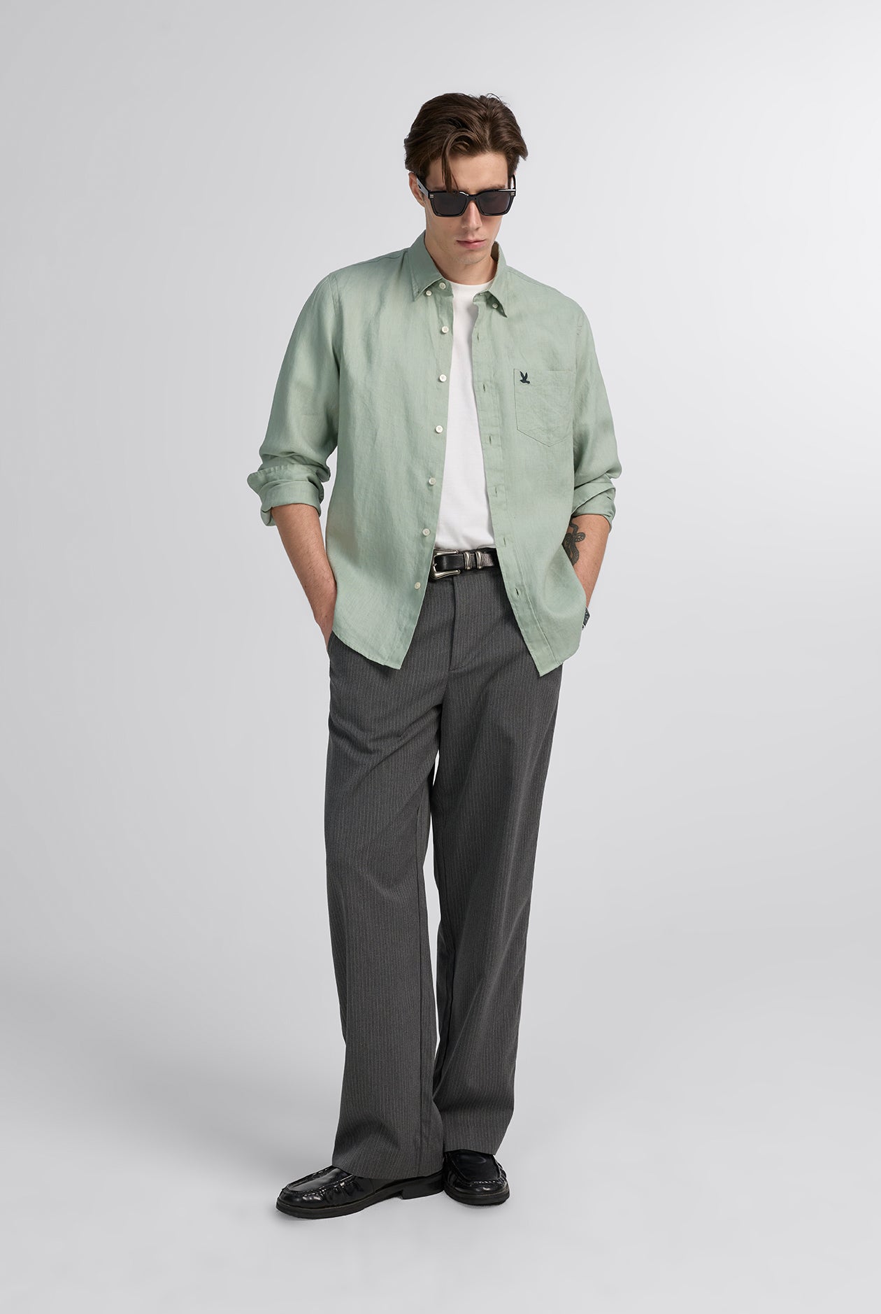 SIGNATURE BIRD LOGO LINEN SHIRT
