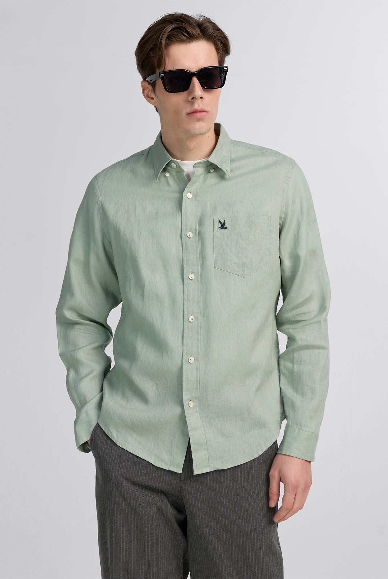 SIGNATURE BIRD LOGO LINEN SHIRT