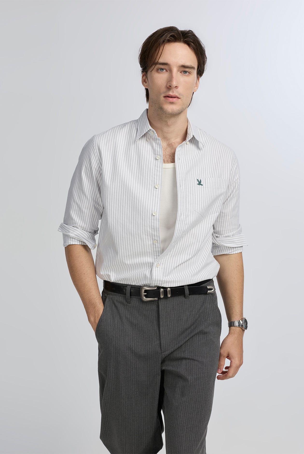 GREEN STRIPE OXFORD SHIRT