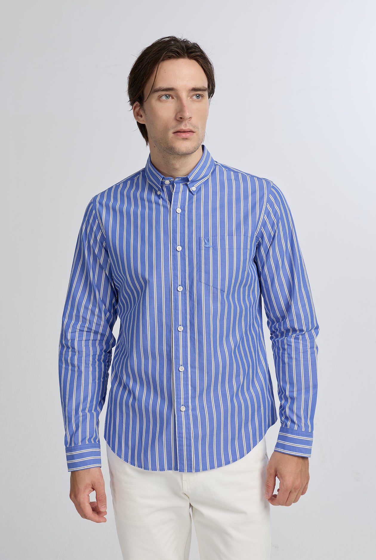 BLUE STRIPE POPLIN SHIRT