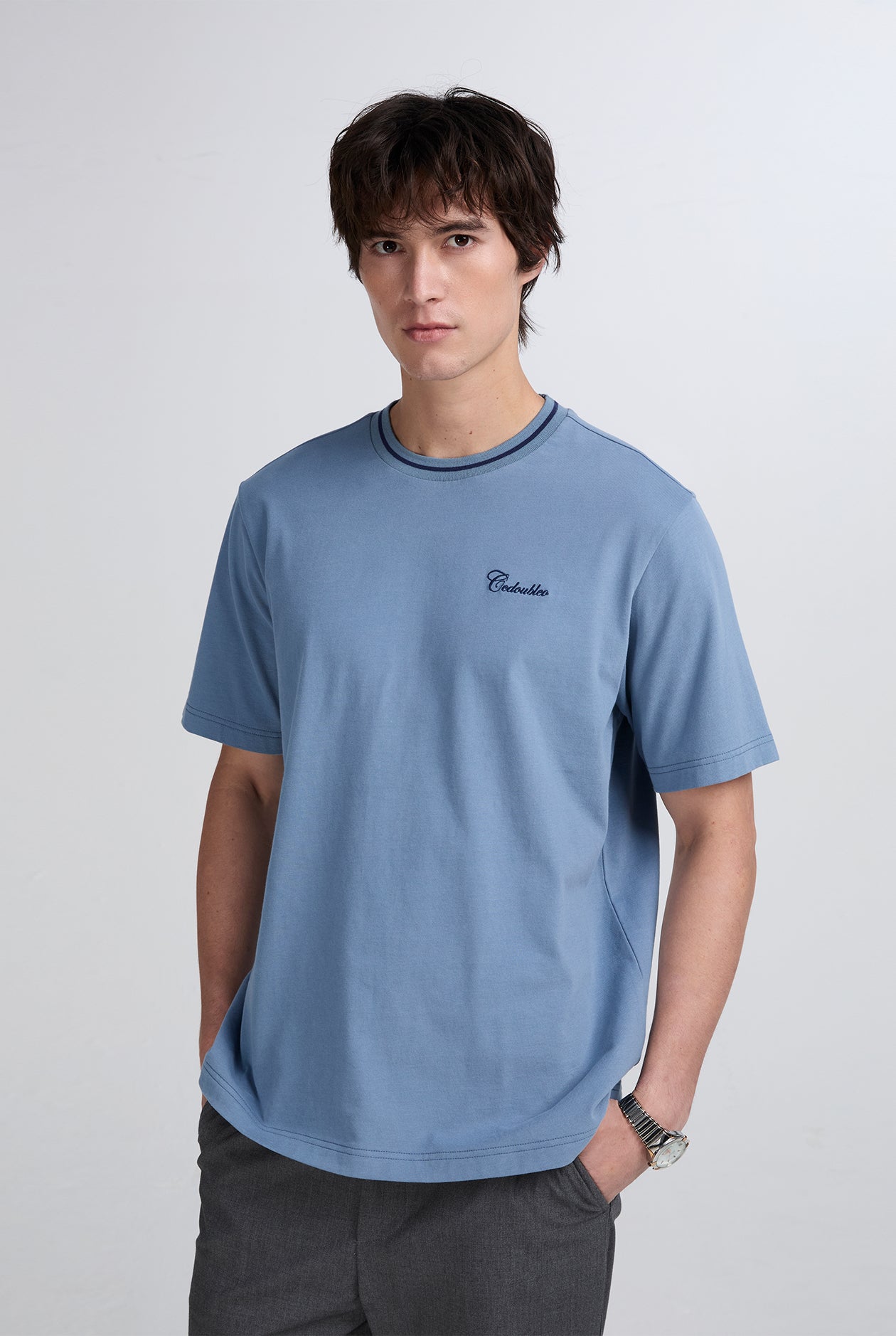 CONTRAST RIB RELAXED FIT TEE