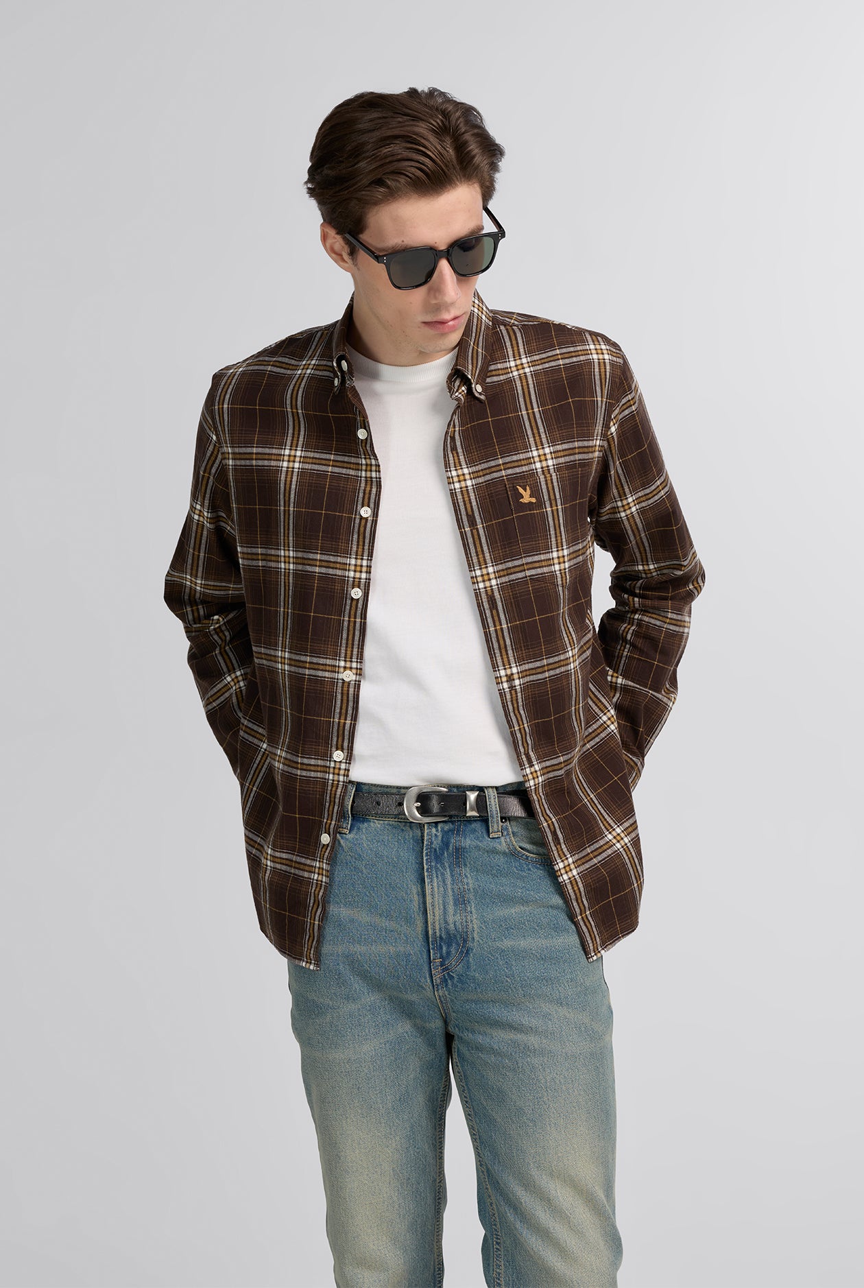 BROWN PLAID FLANNEL SHIRT