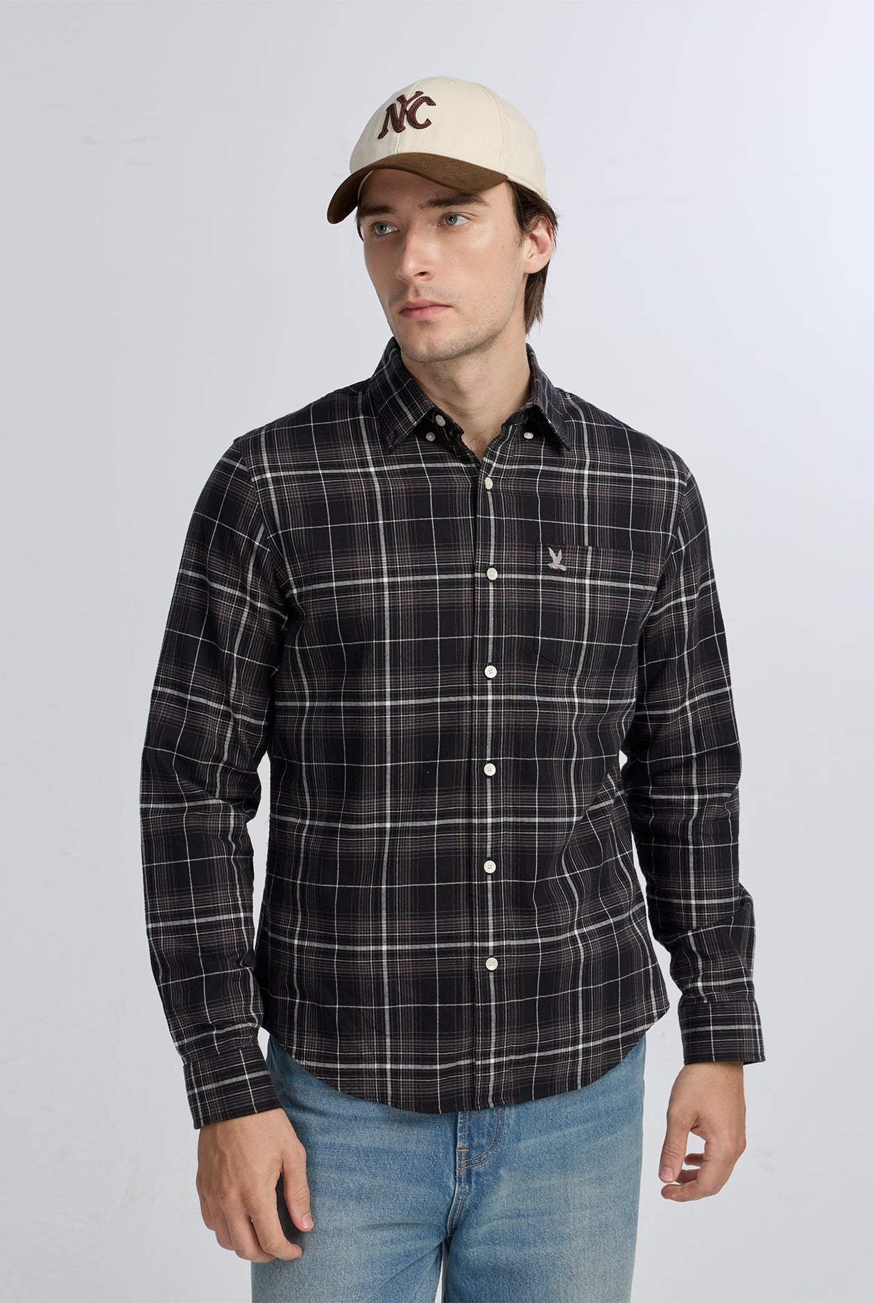 BLACK PLAID FLANNEL SHIRT