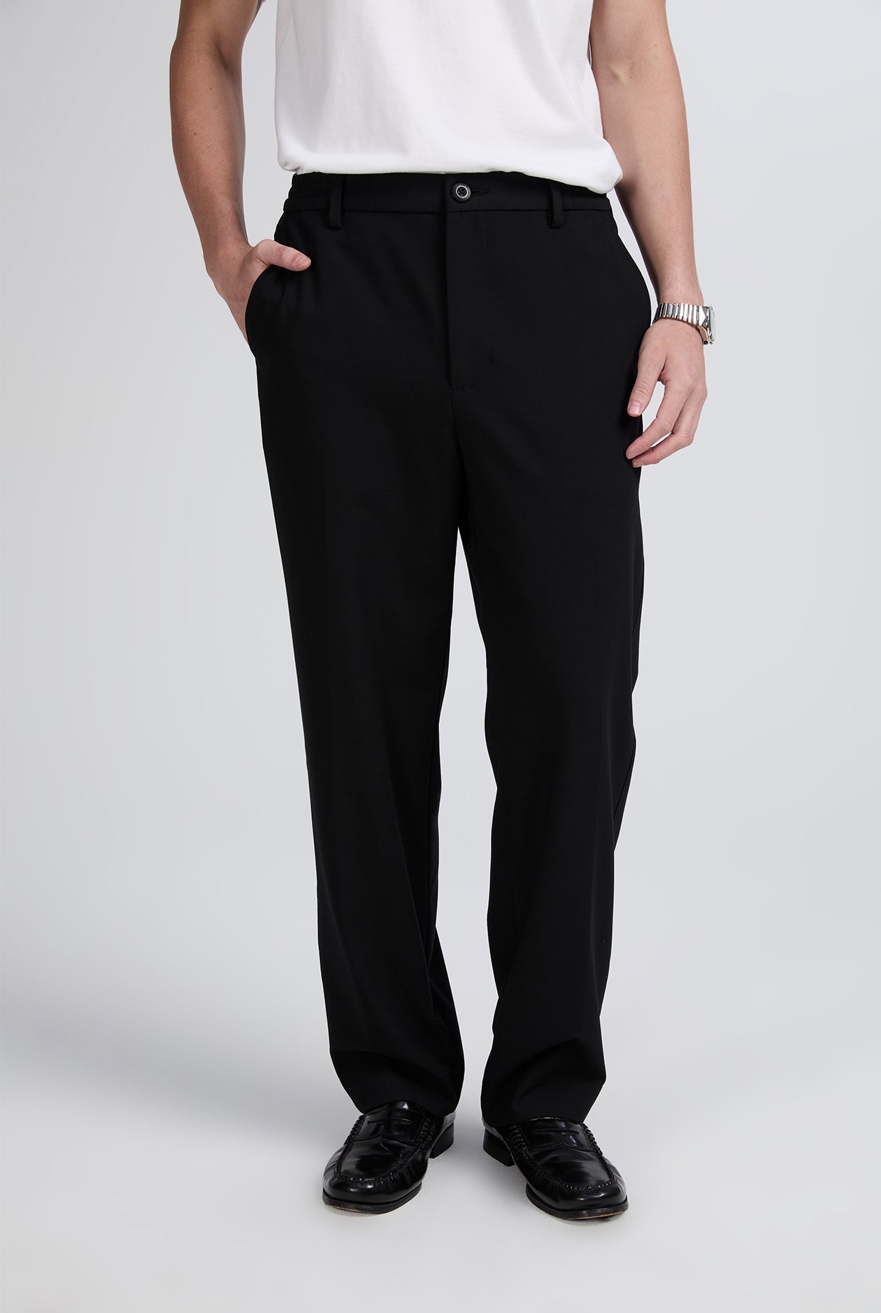 ELASTIC WAIST STRAIGHT PANTS