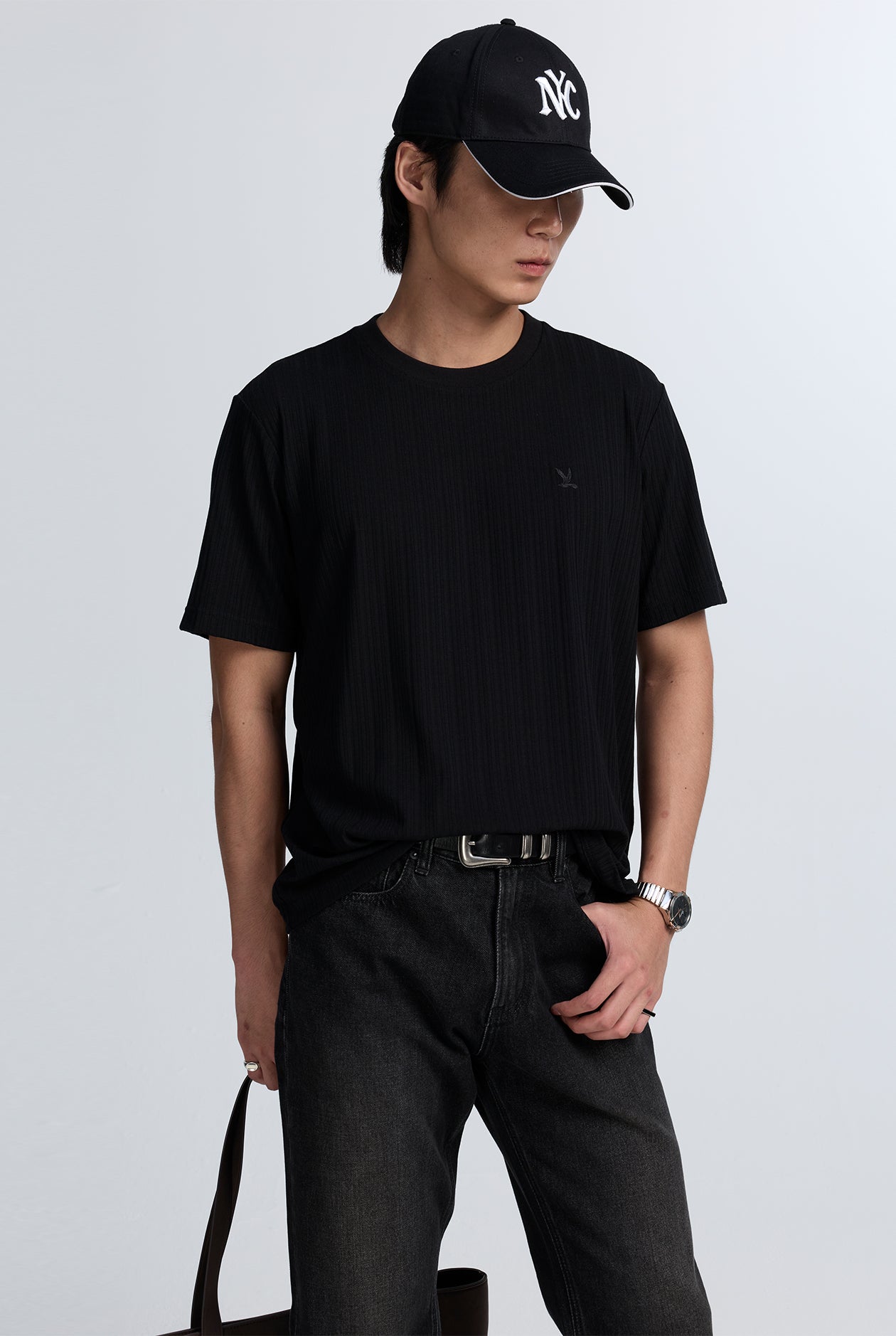 JACQUARD STRIPE COTTON TEE