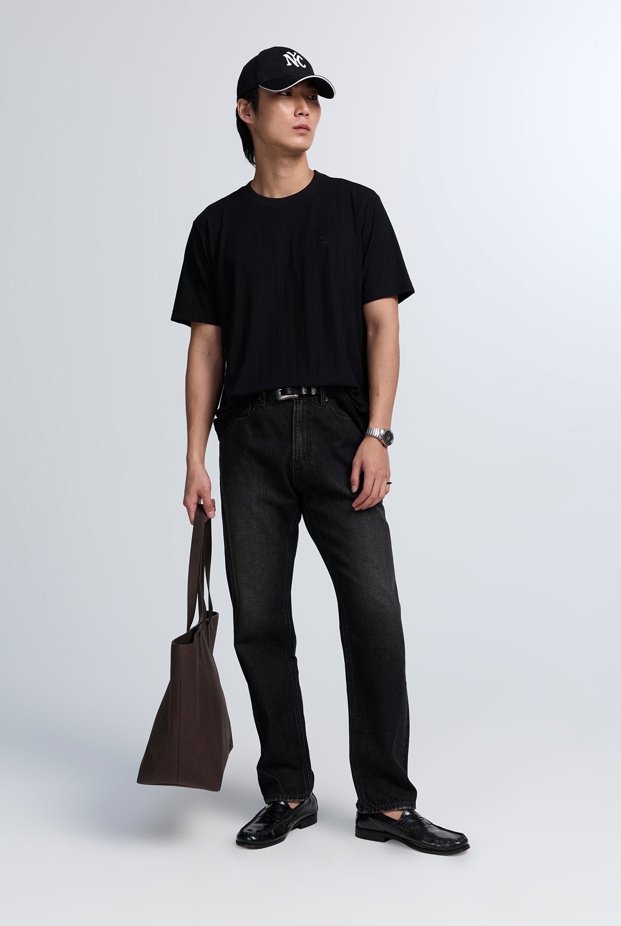 JACQUARD STRIPE COTTON TEE