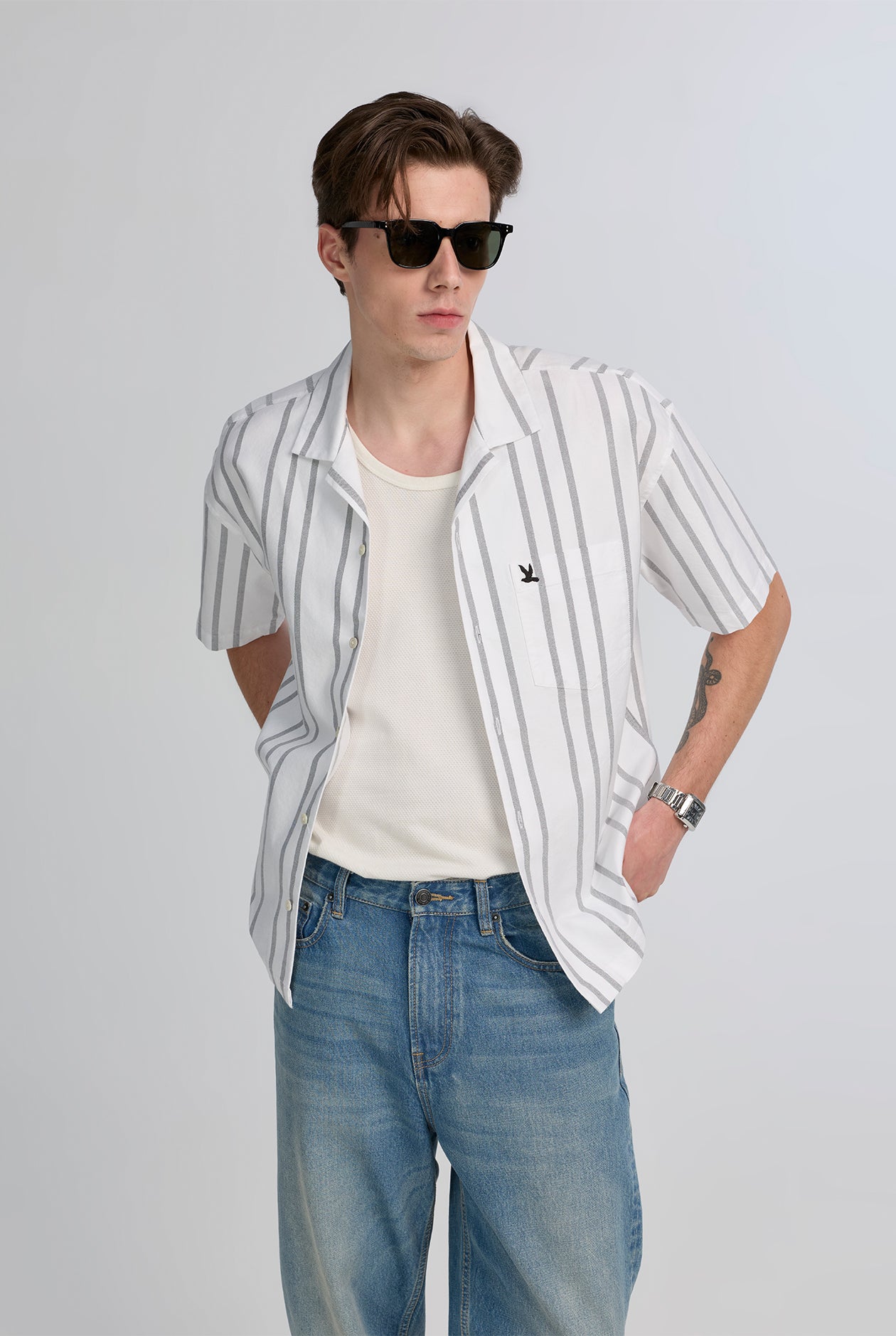STRIPED RELAXED CAMP SHIRT