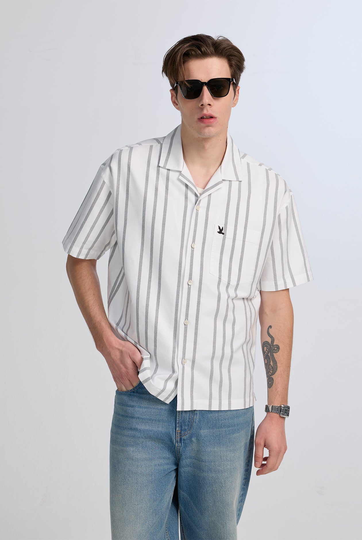 STRIPED RELAXED CAMP SHIRT