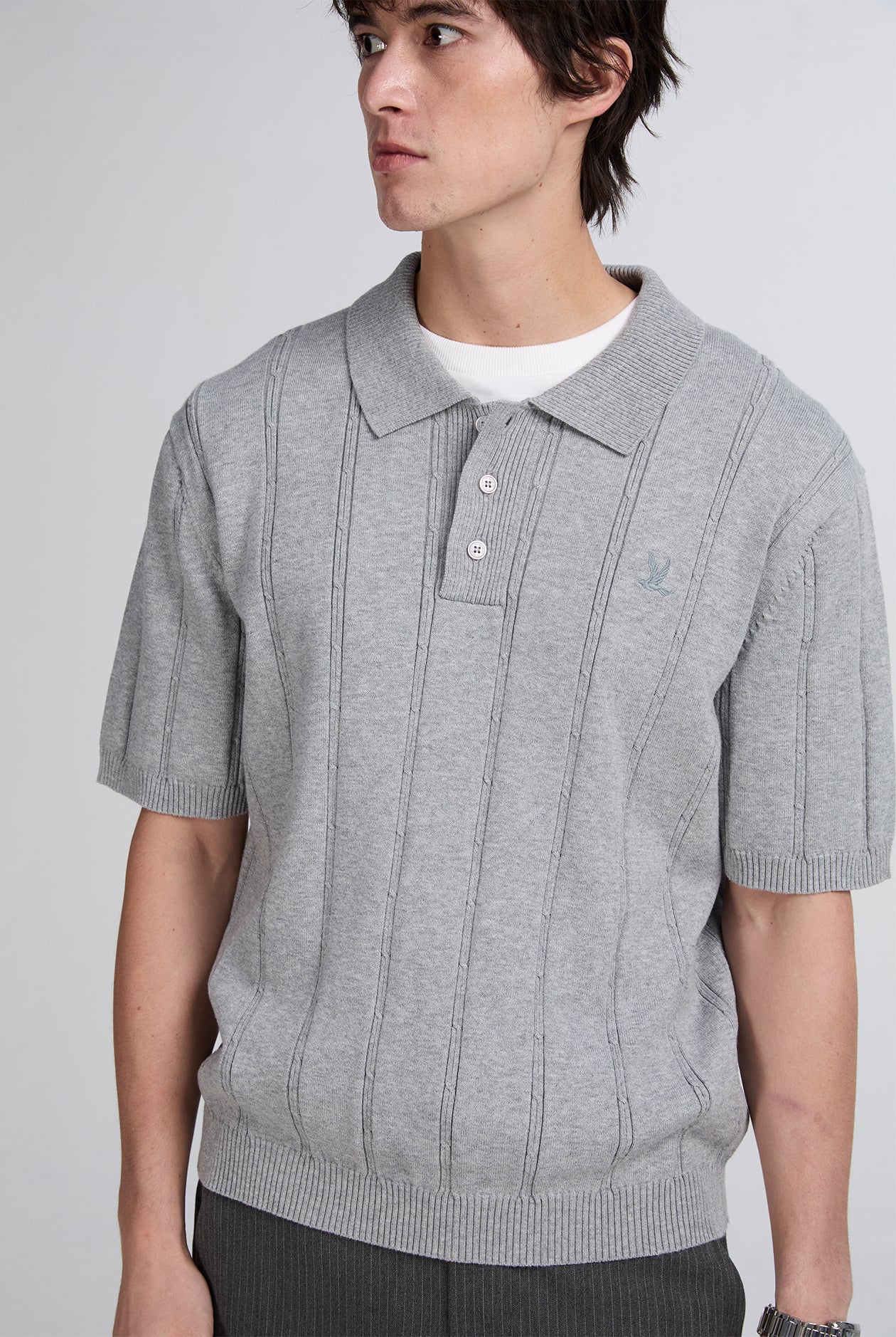 CABLE COTTON KNIT POLO