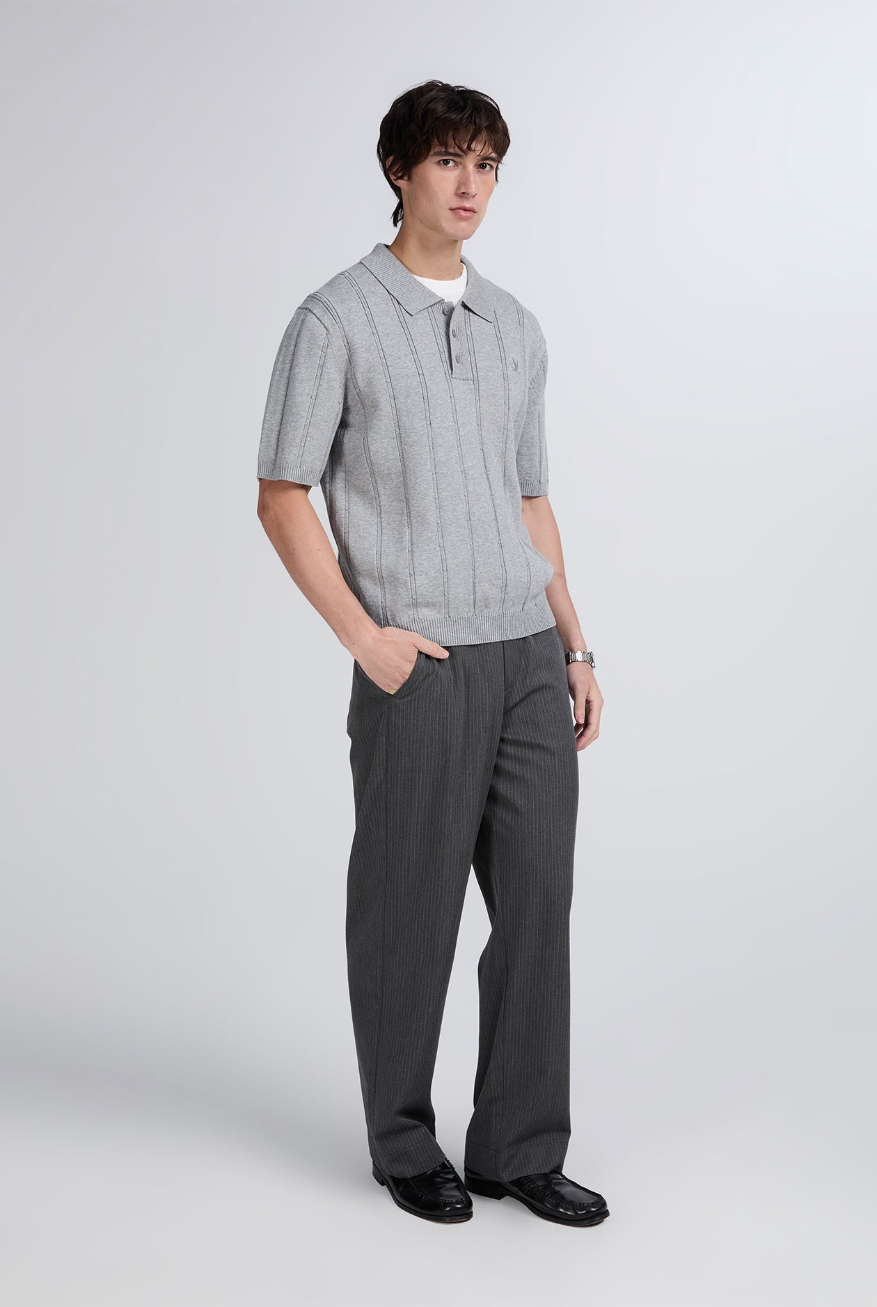 CABLE COTTON KNIT POLO