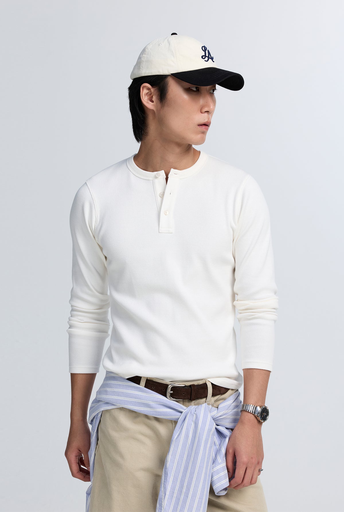LONG SLEEVE RIBBED HENLEY