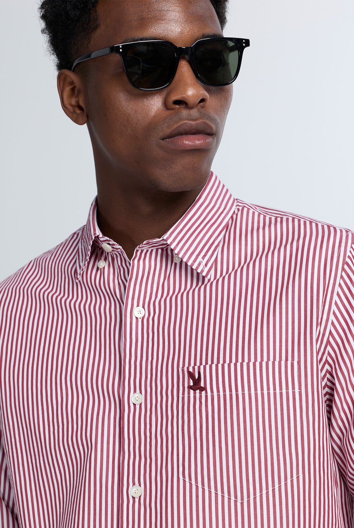 RED STRIPED POPLIN SHIRT