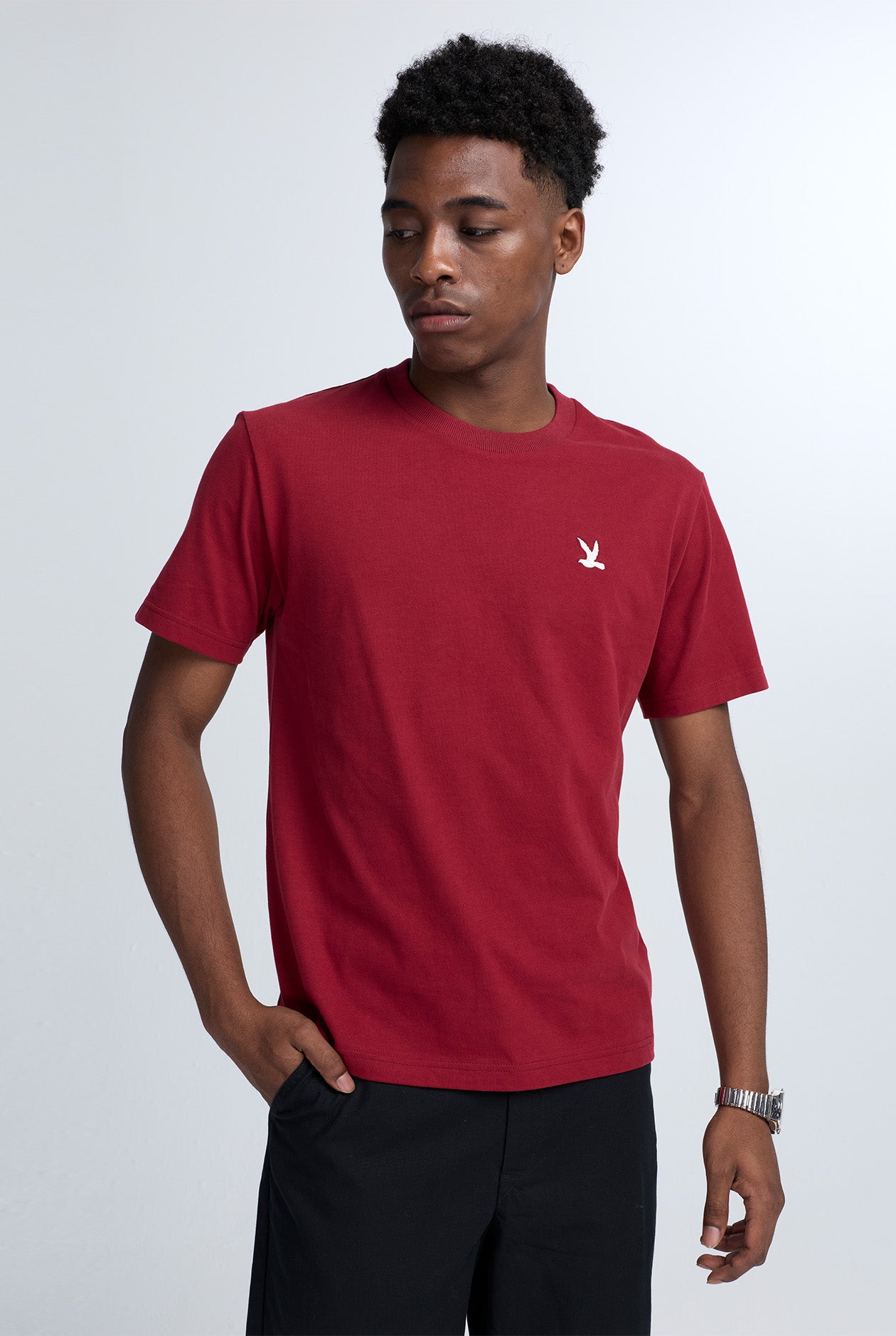 EMBROIDERED SIGNATURE BIRD LOGO TEE