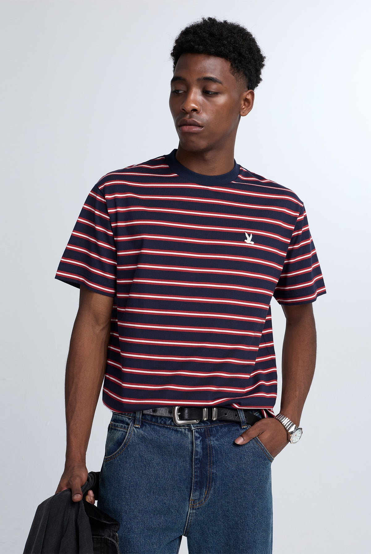 HORIZONTAL STRIPED LOGO TEE