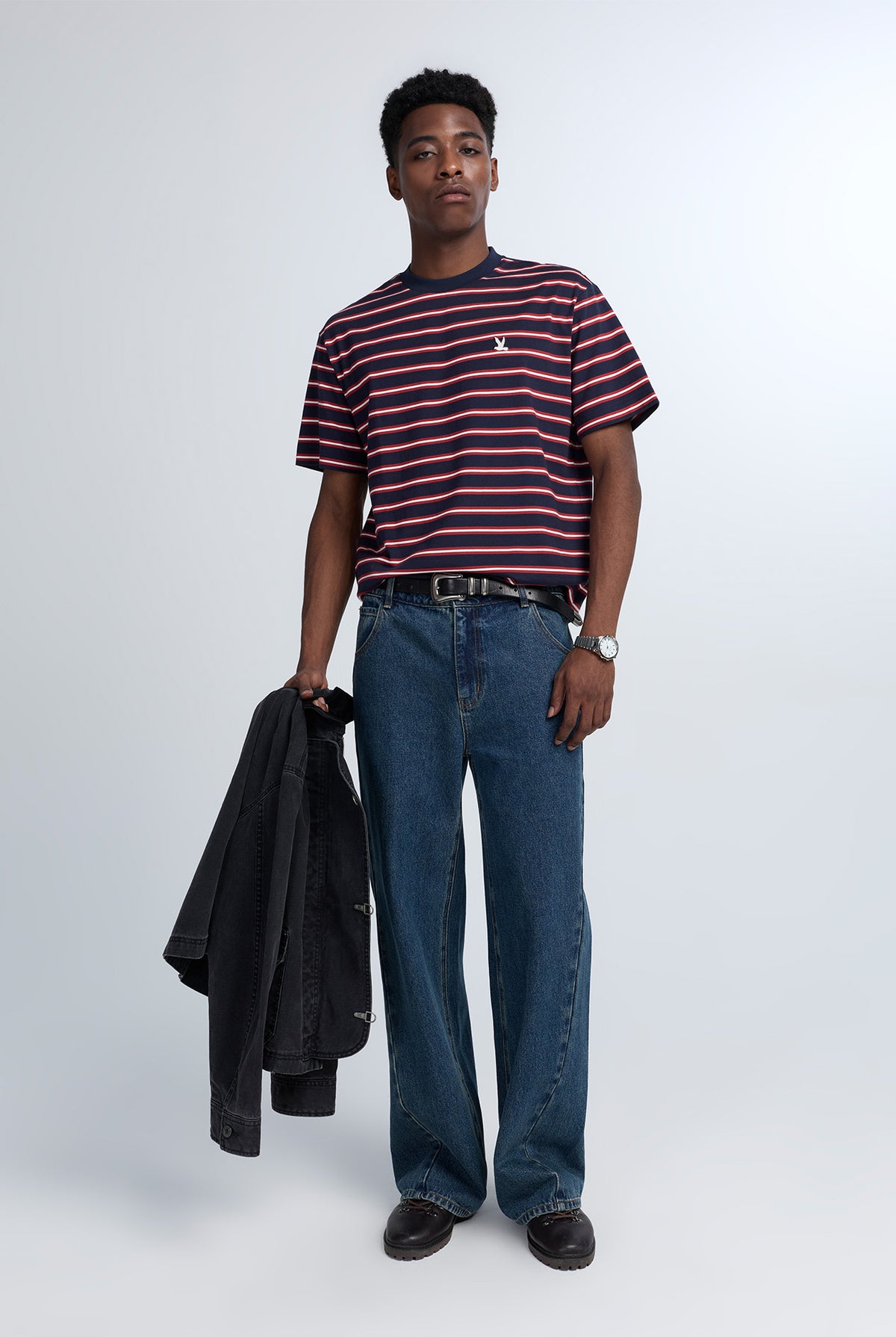 HORIZONTAL STRIPED LOGO TEE
