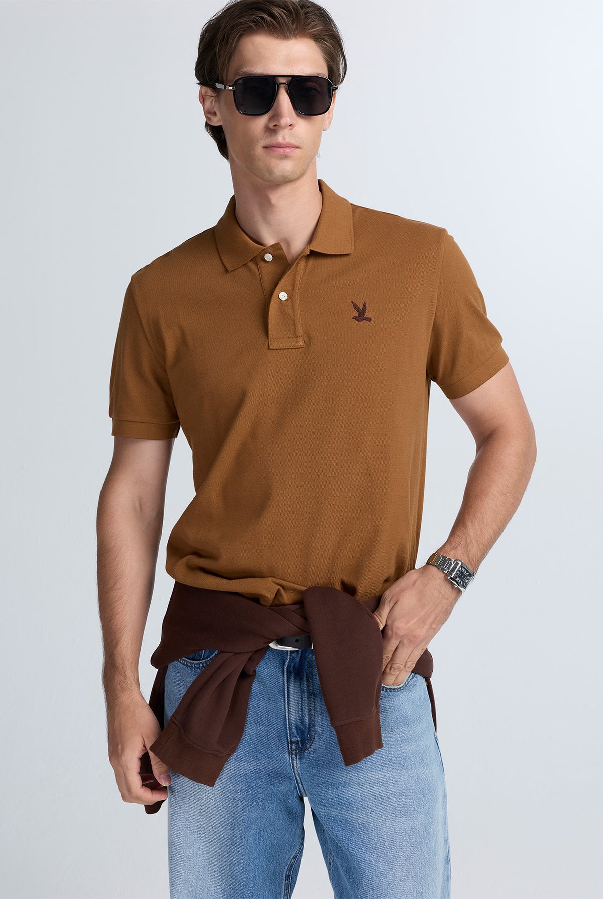 SIGNATURE BIRD LOGO PIQUE POLO