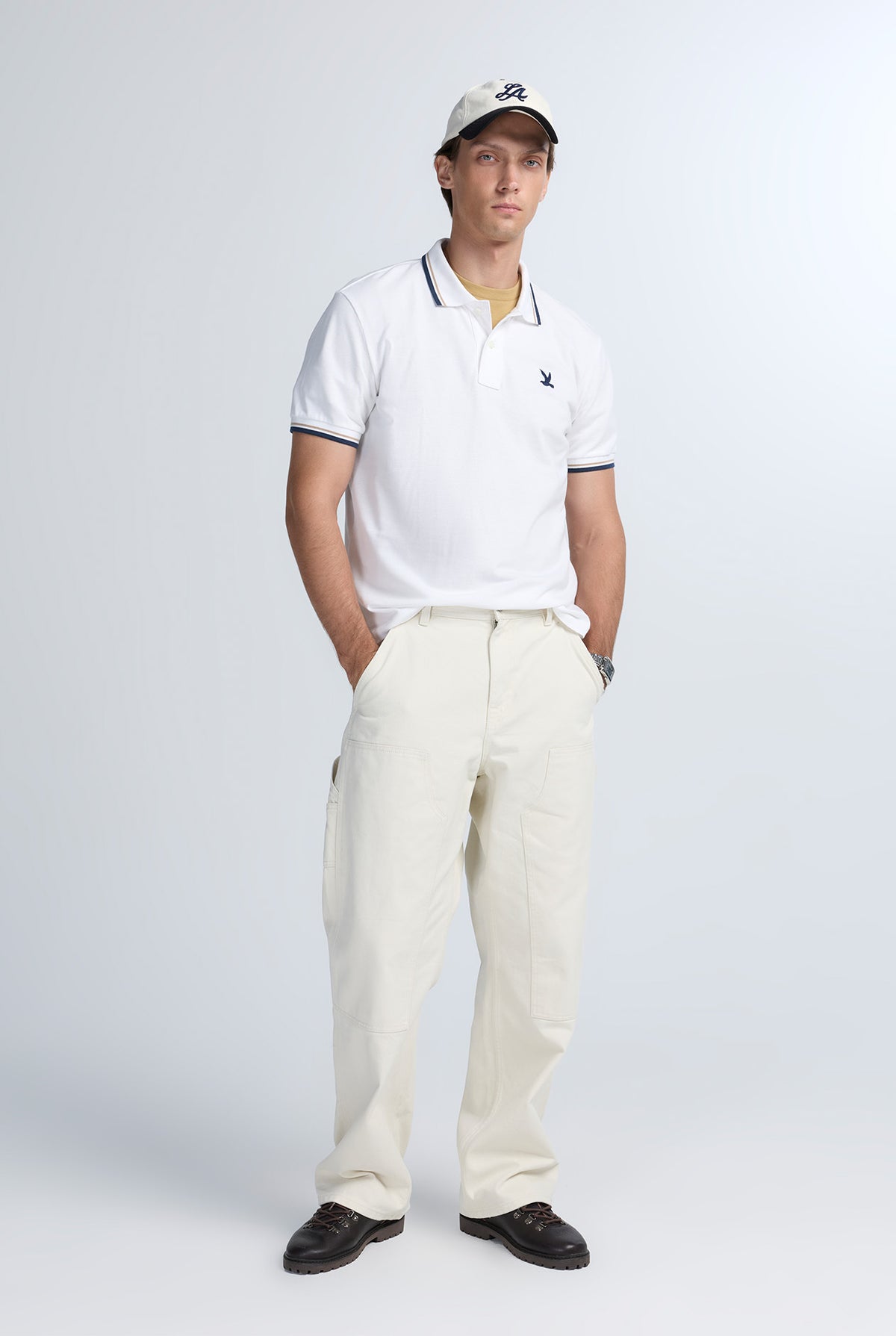 STRIPED COLLAR PIQUE POLO