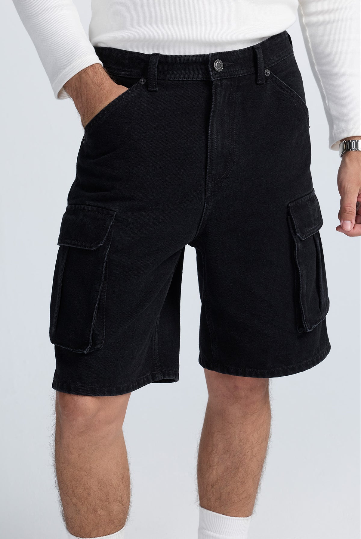 DENIM CARGO SHORTS