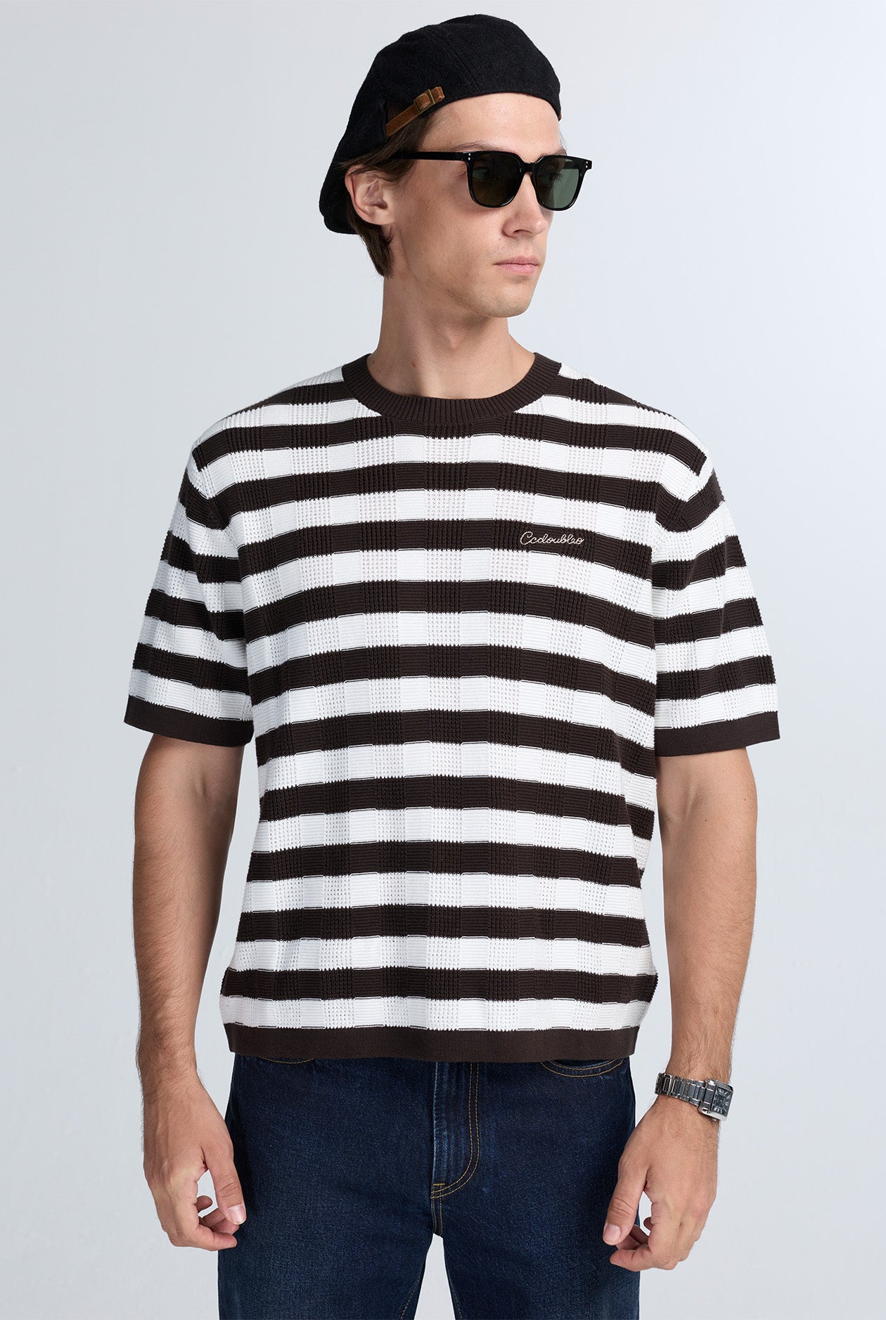 เสื้อยืดลายทางทรงรีแลกซ์