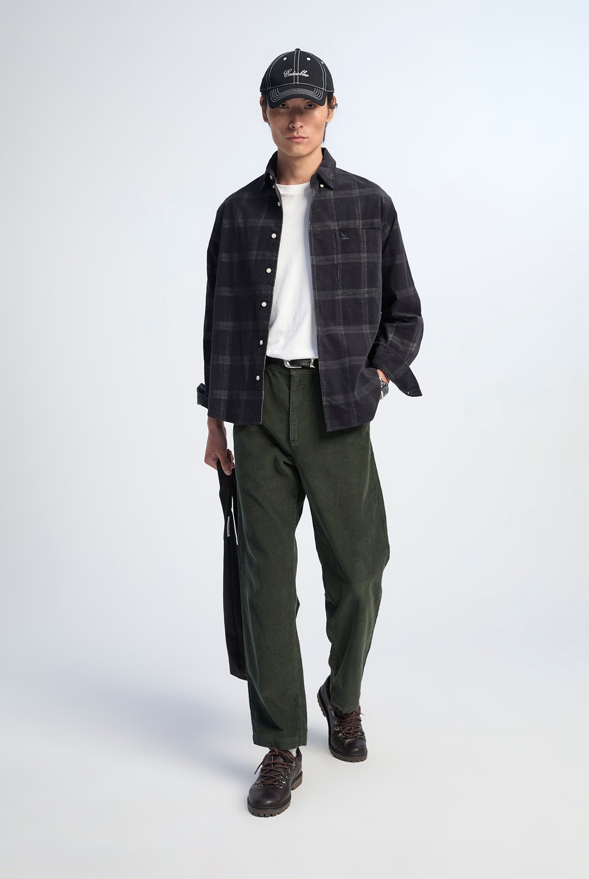PLAID CORDUROY LONG SLEEVE SHIRT
