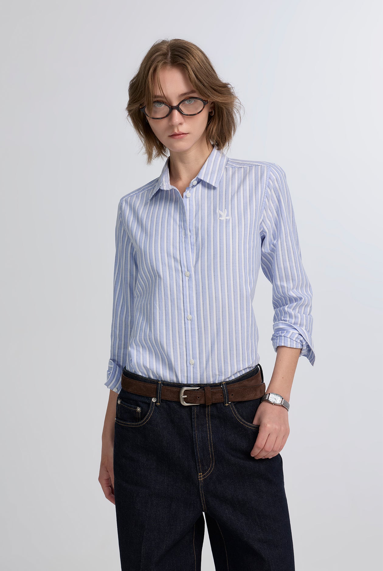 PURPLE STRIPED OXFORD SHIRT