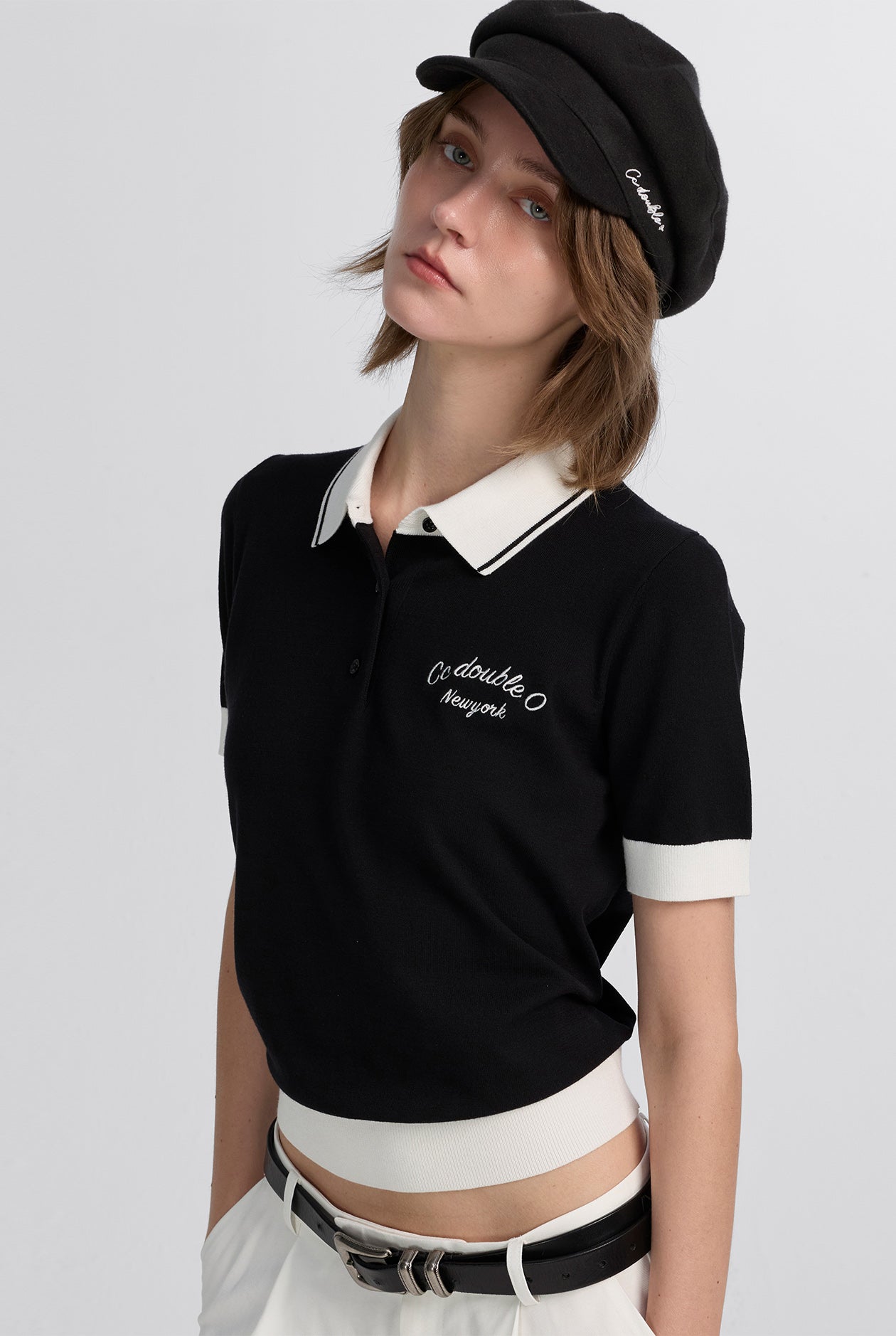 COLOR BLOCK KNITTED POLO SHIRT