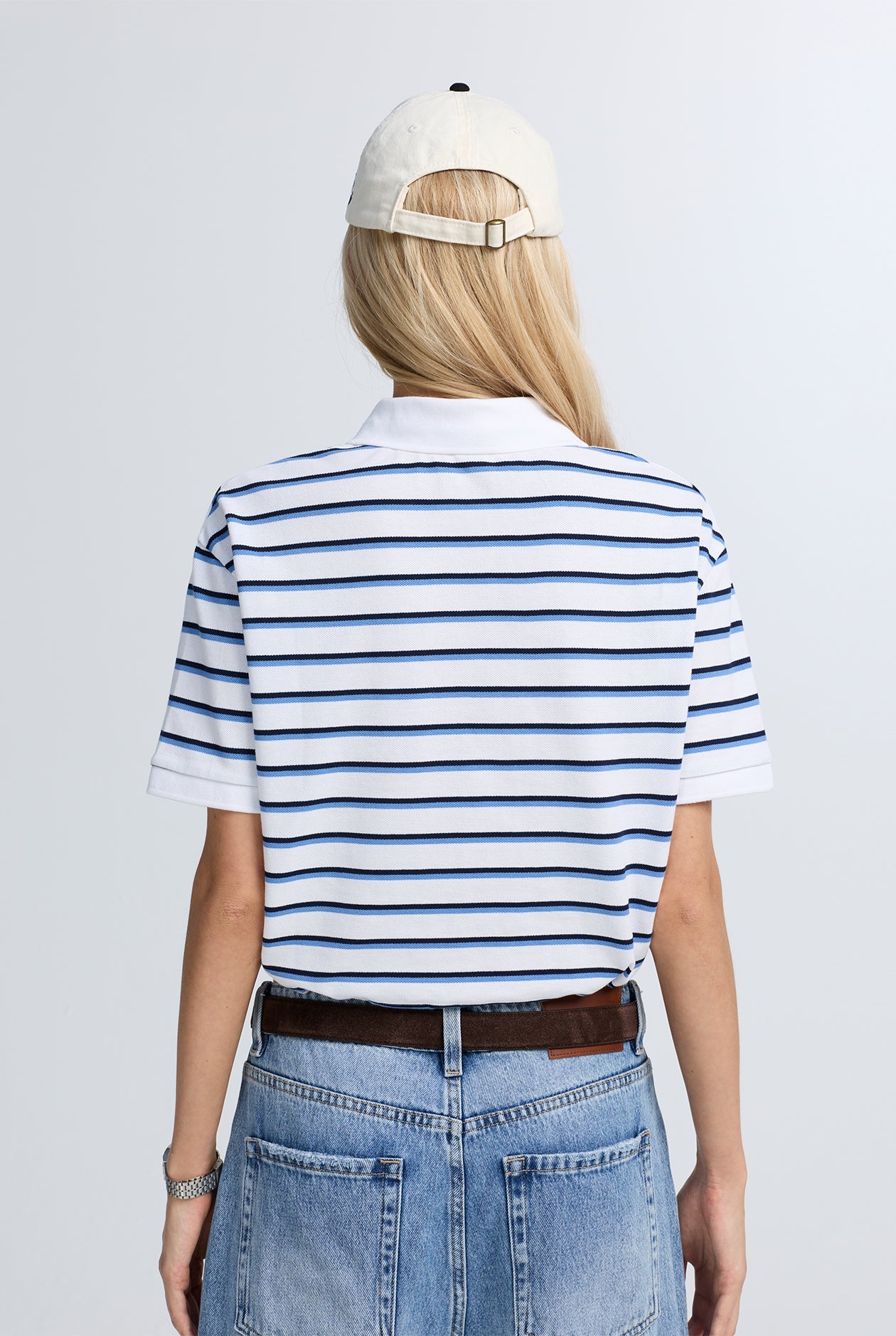 STRIPE POLO WITH DRAWSTRING