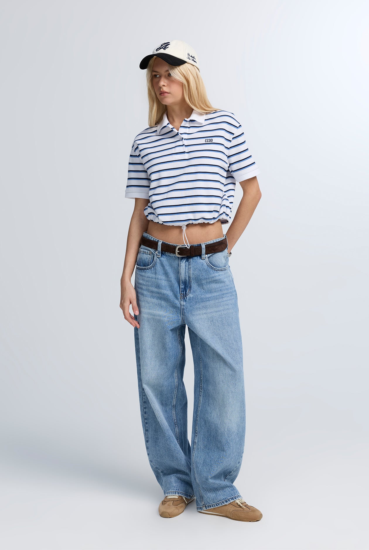 STRIPE POLO WITH DRAWSTRING