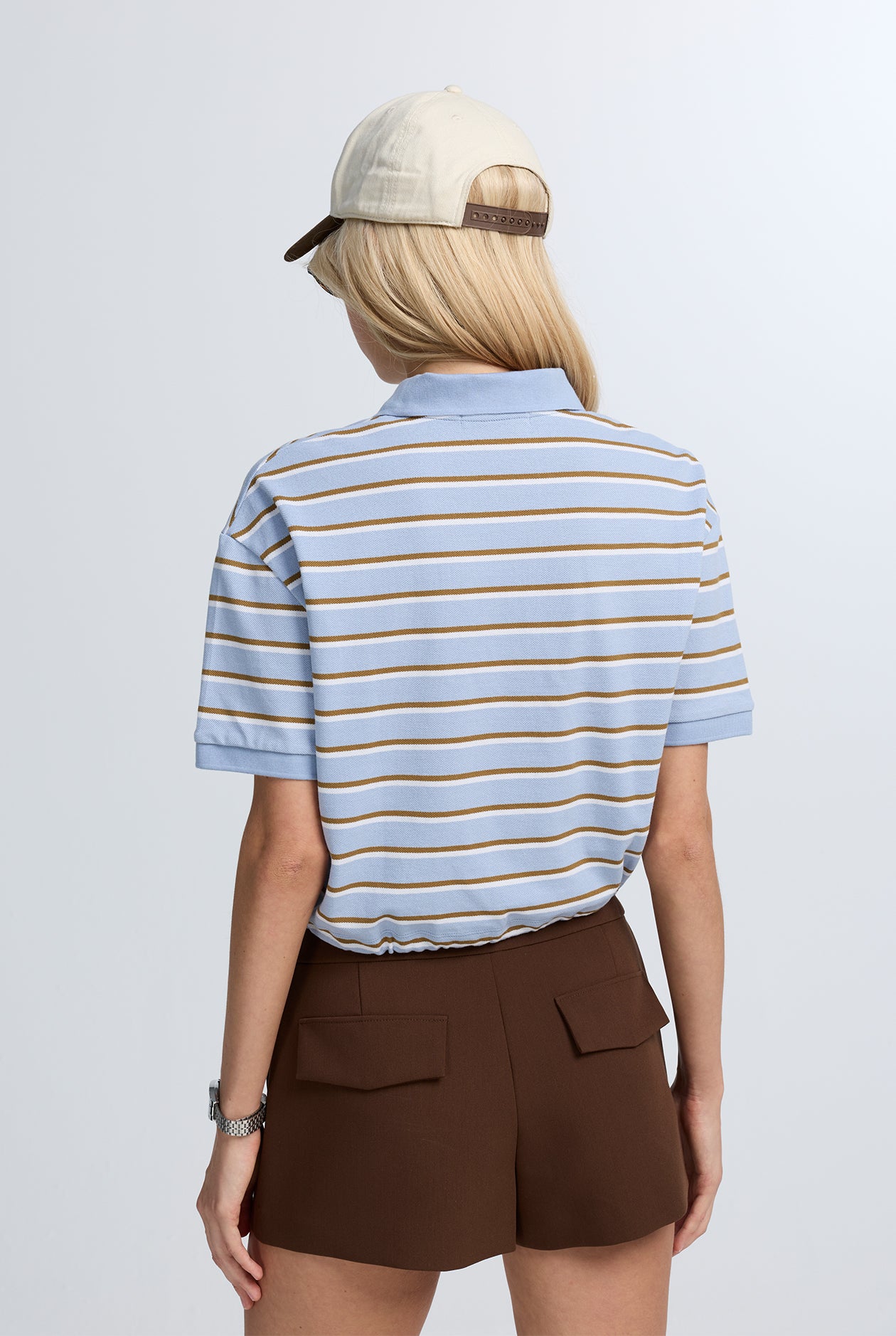 BLUE STRIPE POLO WITH DRAWSTRING