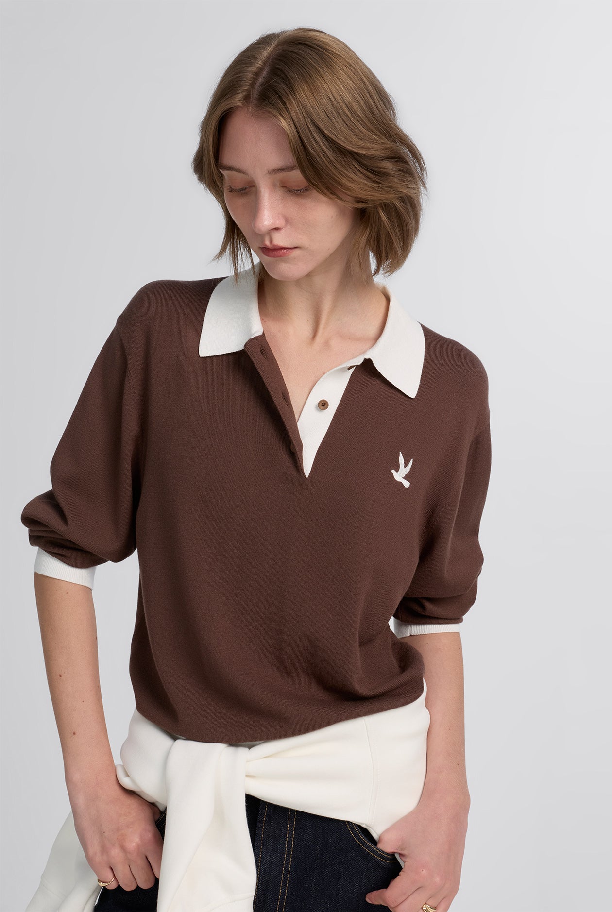 KNIT SWEATER POLO SHIRT