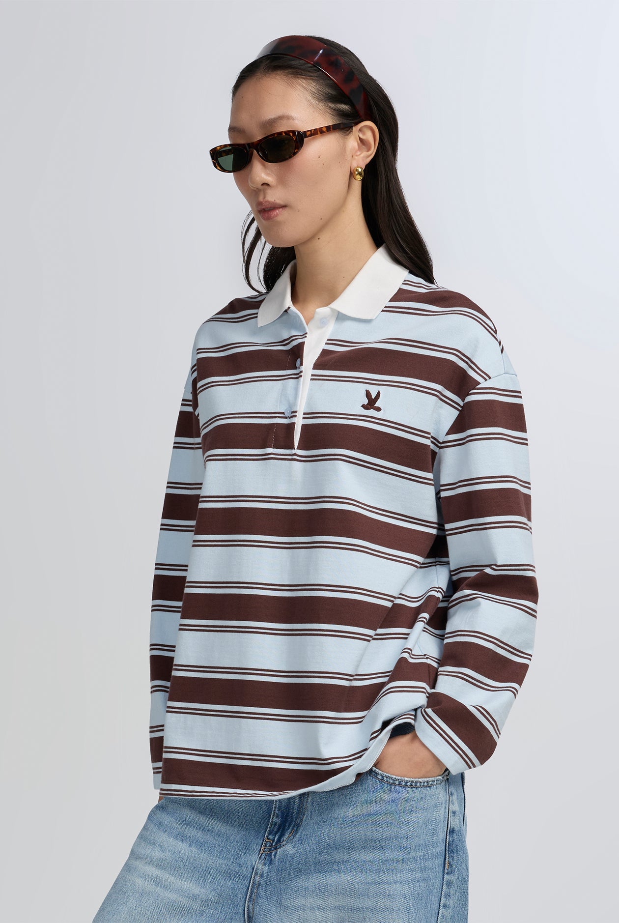 BLUE STRIPES LONG SLEEVE POLO