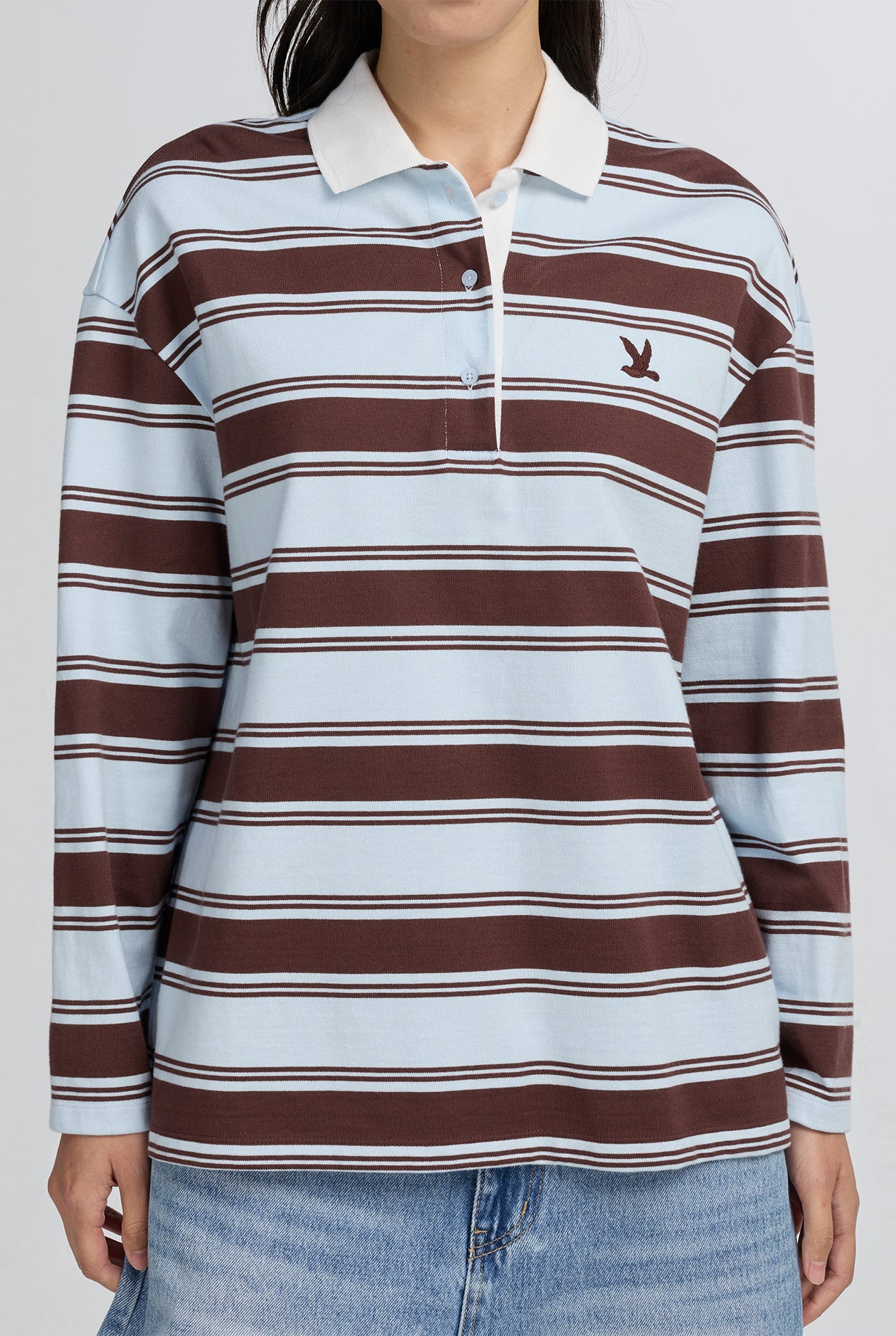 BLUE STRIPES LONG SLEEVE POLO