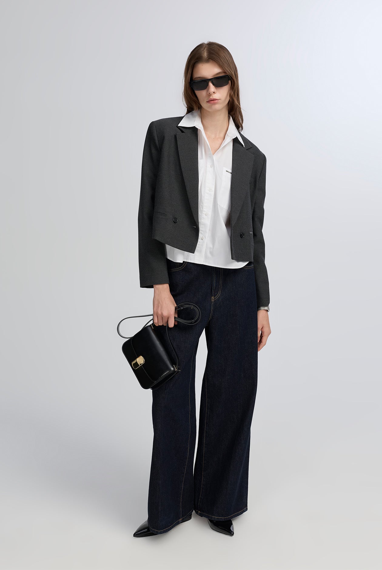 FRONT POCKET CROPPED SHIRT