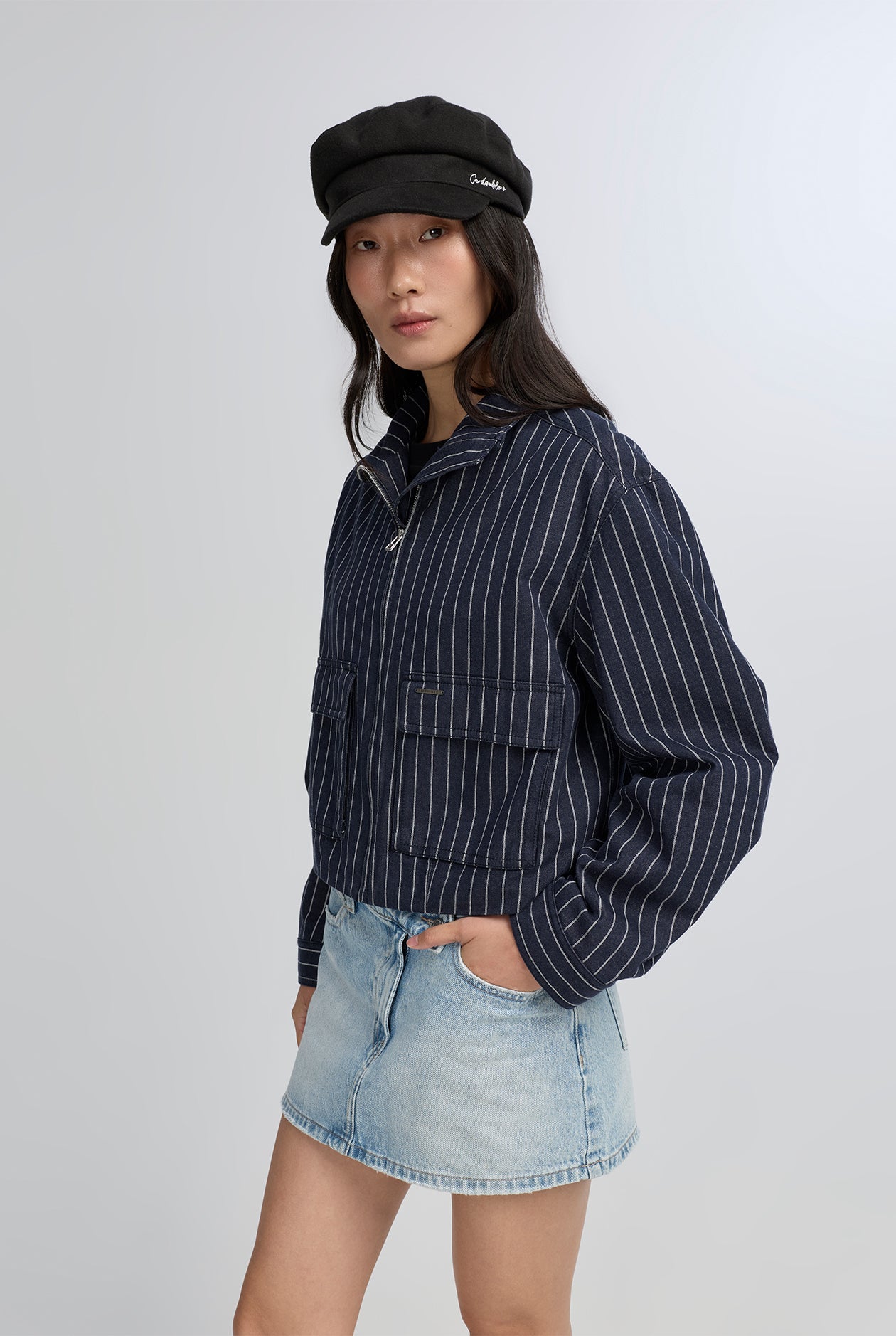 STRIPED CROPPED JACKET