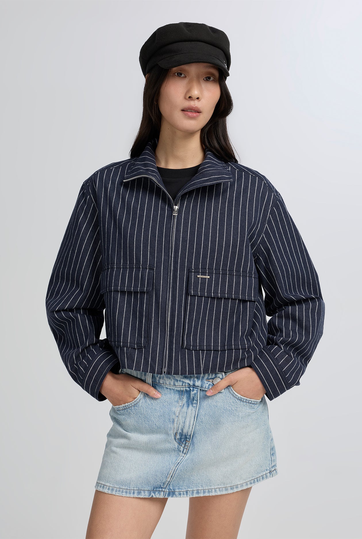 STRIPED CROPPED JACKET