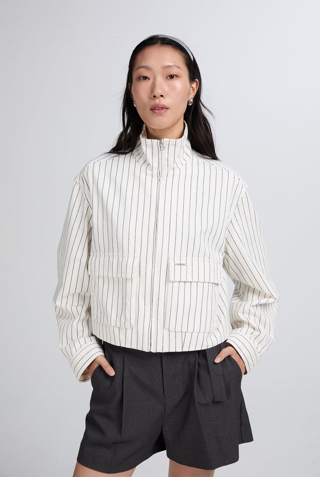 STRIPED CROPPED JACKET – CC Double O Official Store
