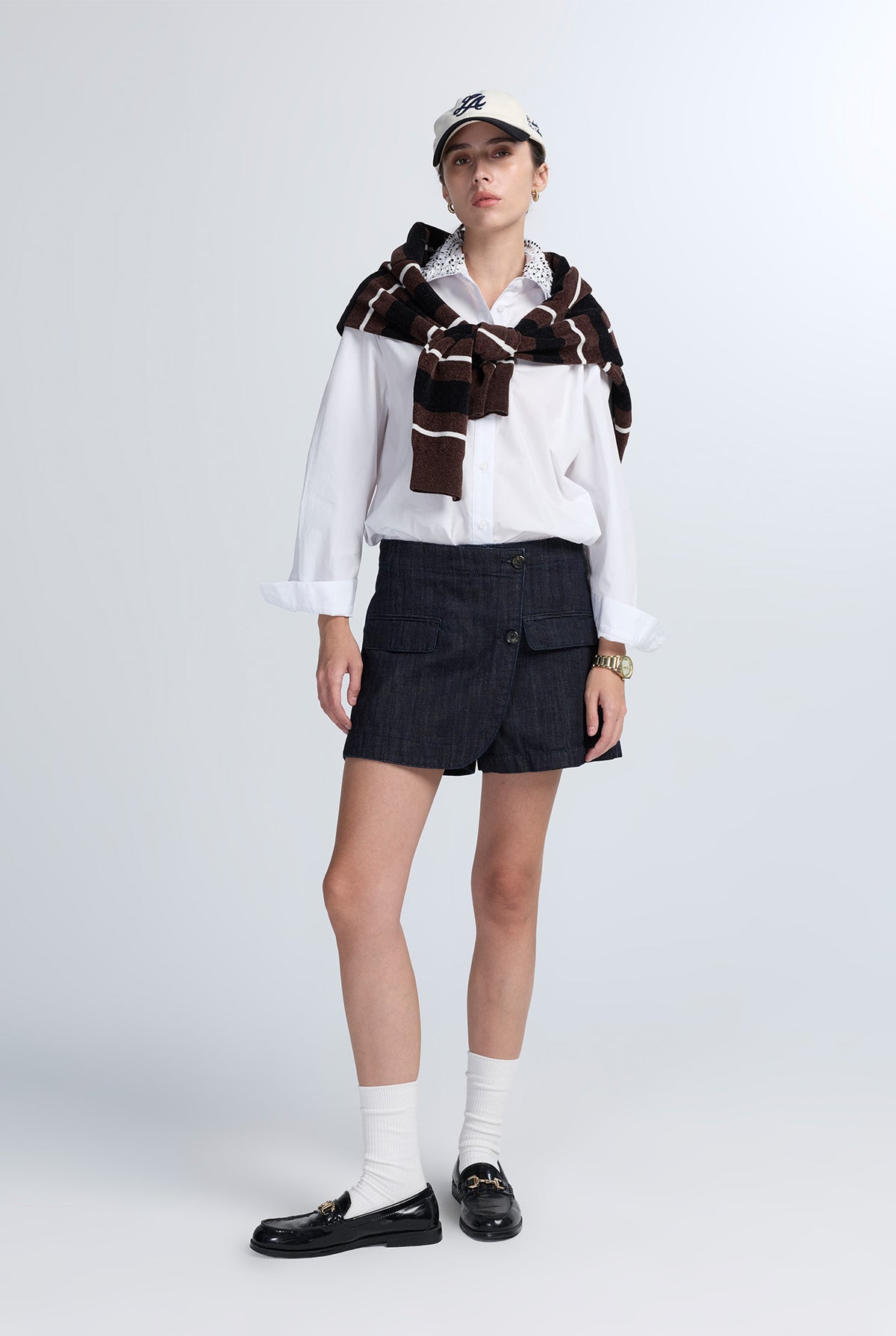 RAW BLUE WRAPPED DENIM SKORT