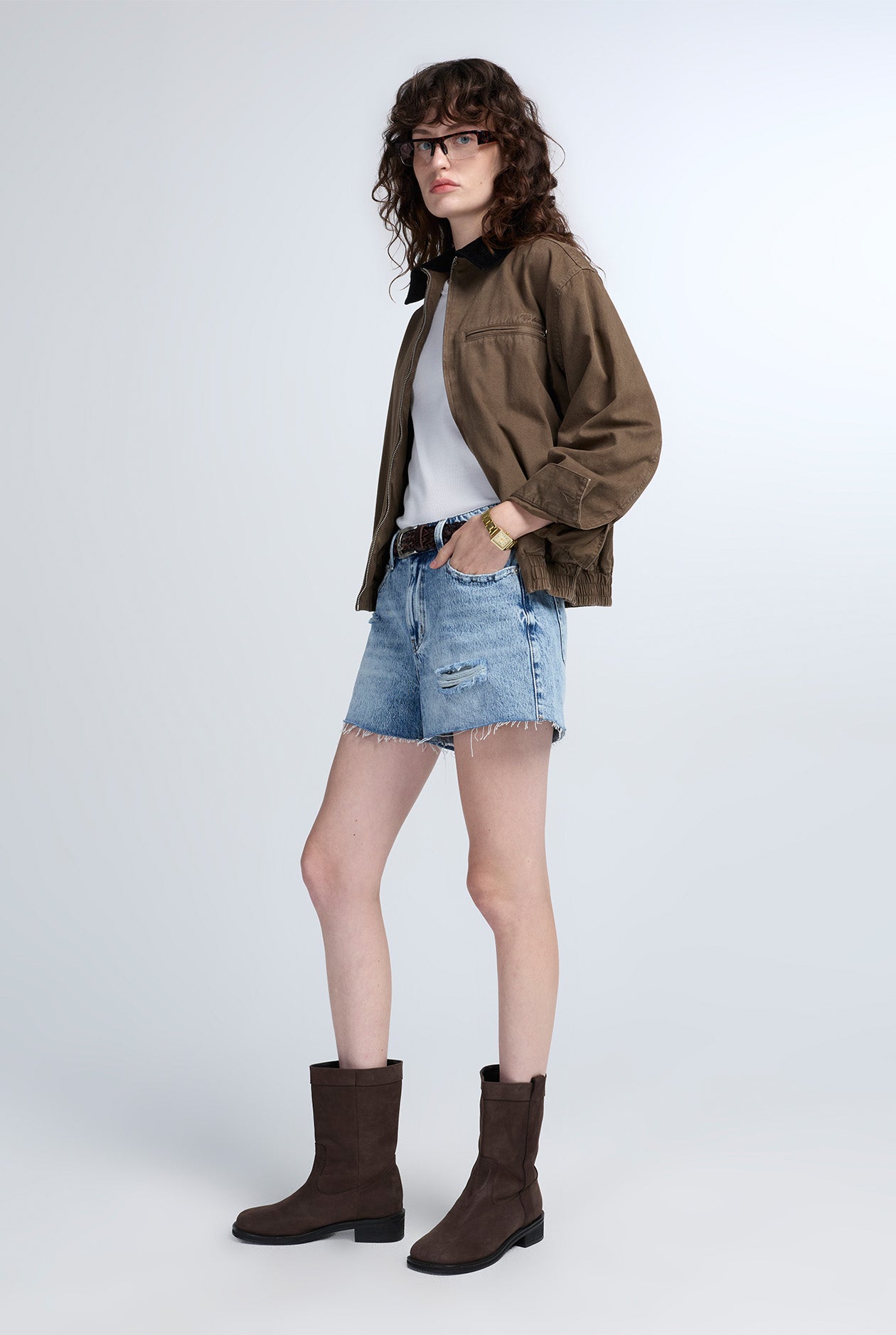 DISTRESSED DENIM SHORTS