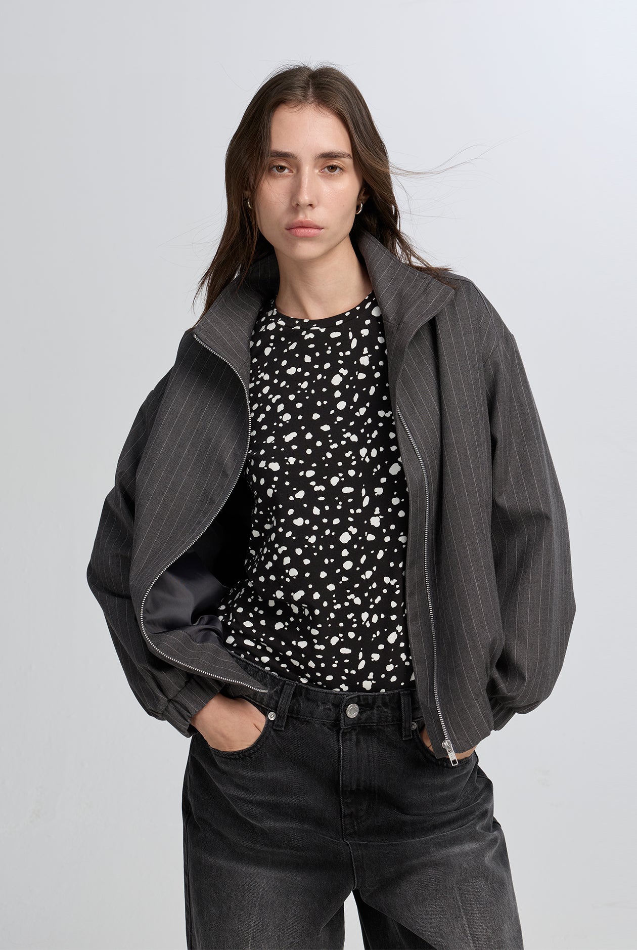 PRINTED LONG SLEEVE KNITTED TOP