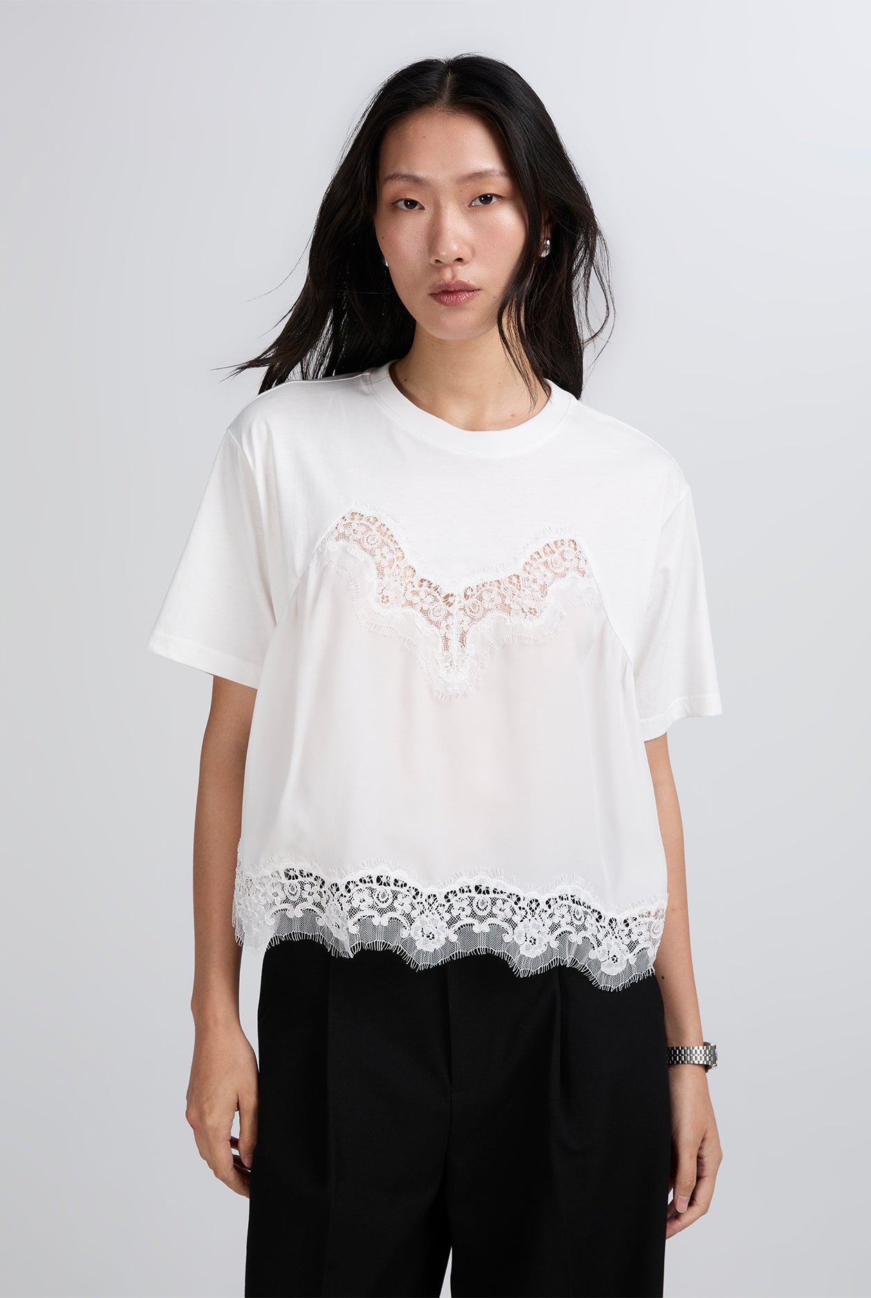 LACE CROPPED TEE