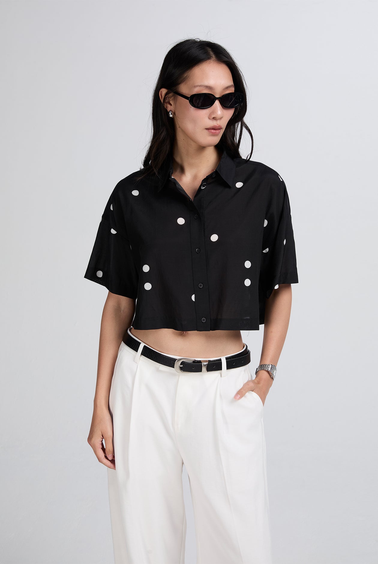 POLKA DOT CROPPED SHIRT