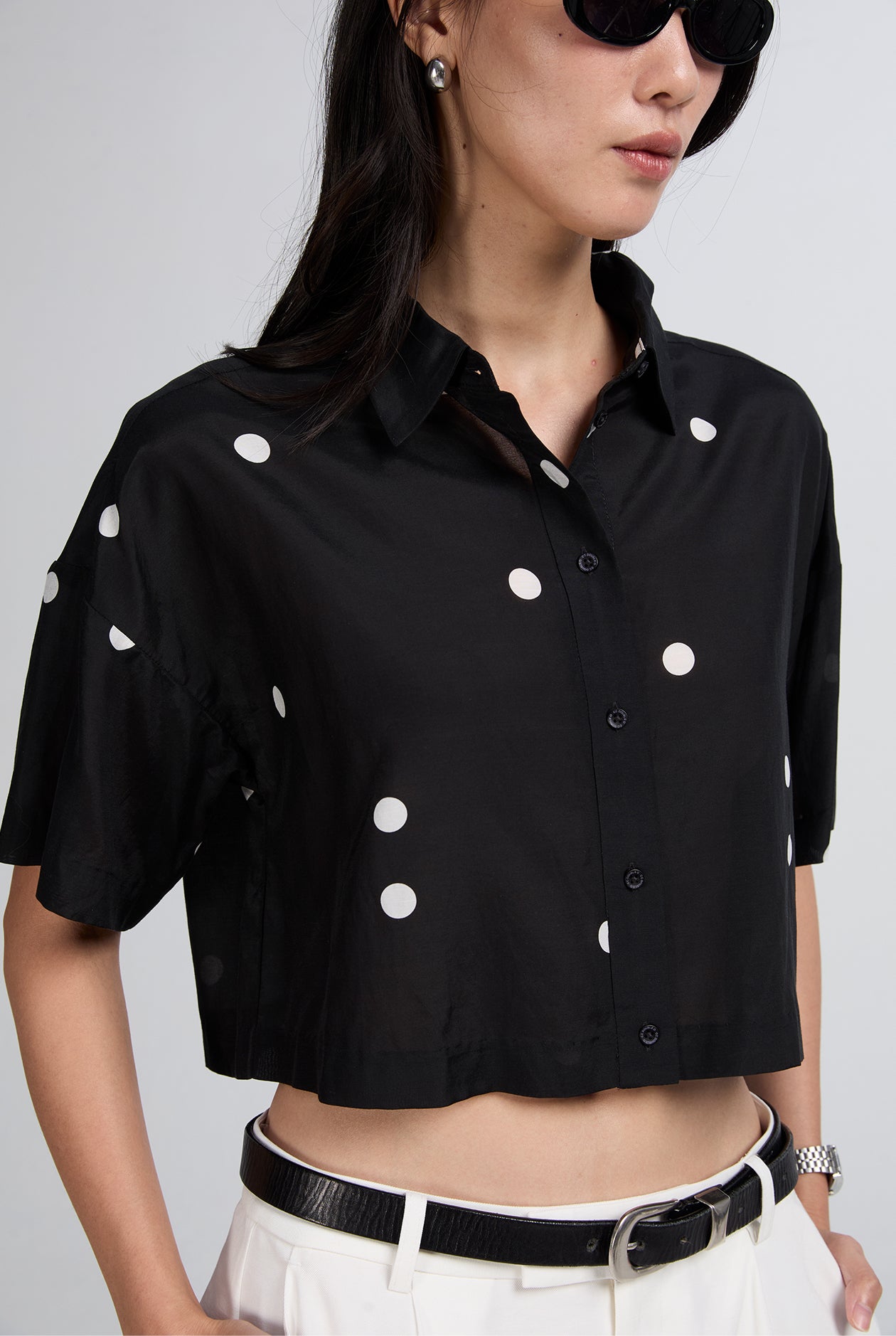 POLKA DOT CROPPED SHIRT