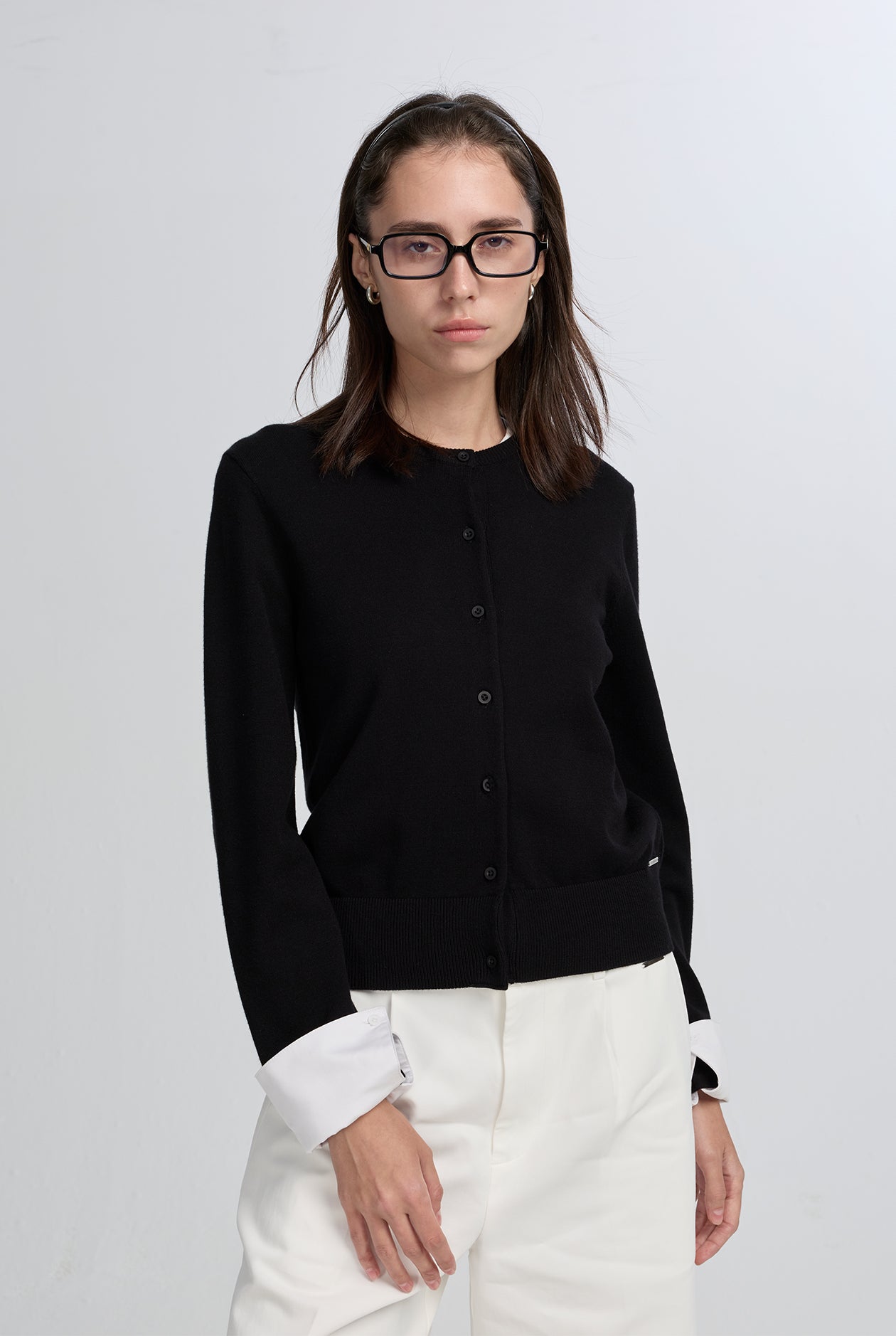 CROPPED CARDIGAN WITH LAYER CUFF