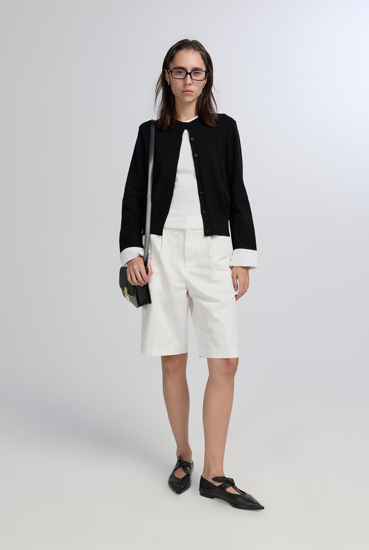 CROPPED CARDIGAN WITH LAYER CUFF