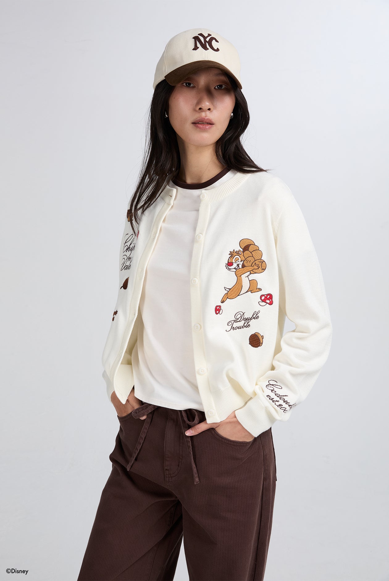 EMBROIDERED CHIP ‘N DALE COTTON CARDIGAN