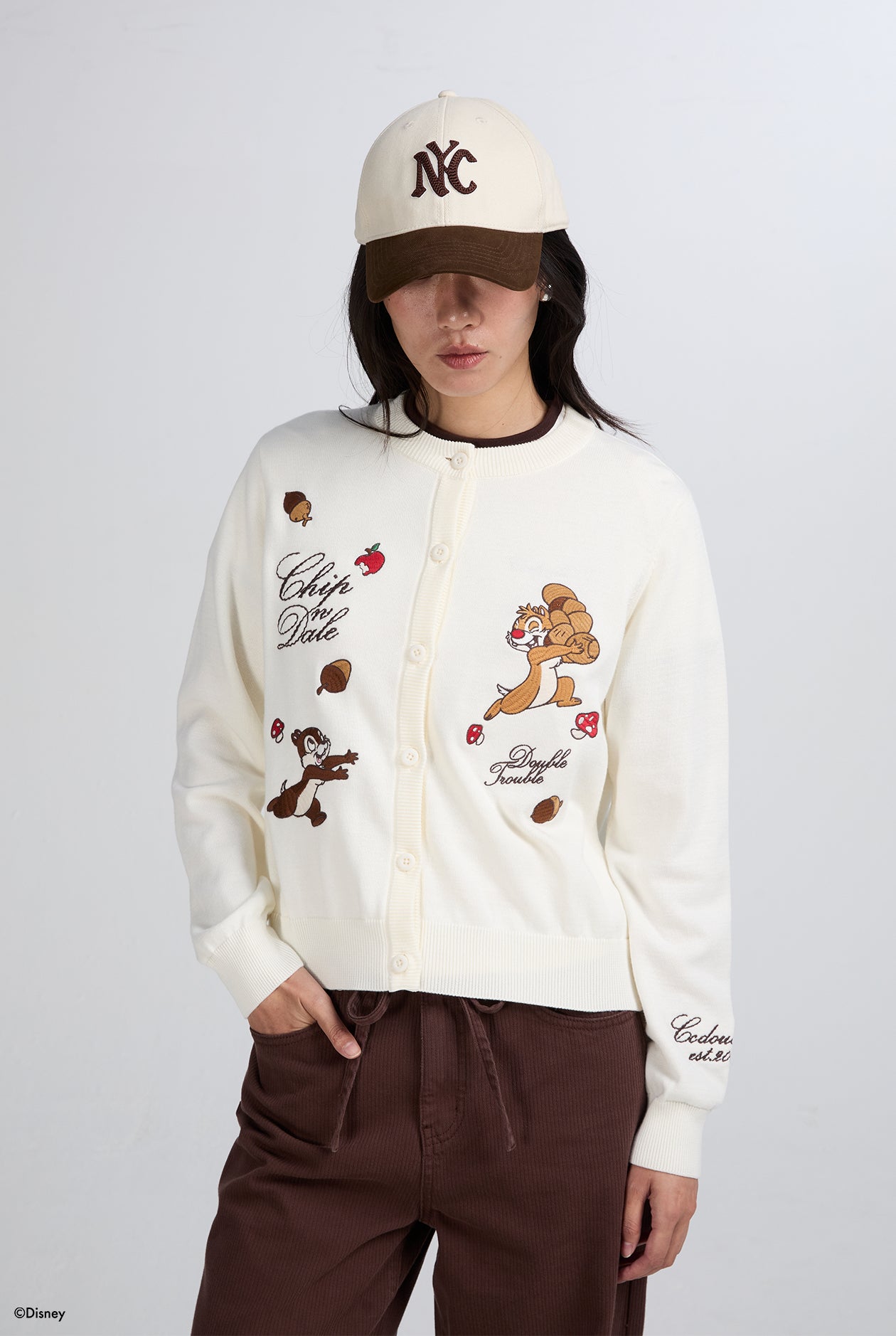 EMBROIDERED CHIP ‘N DALE COTTON CARDIGAN