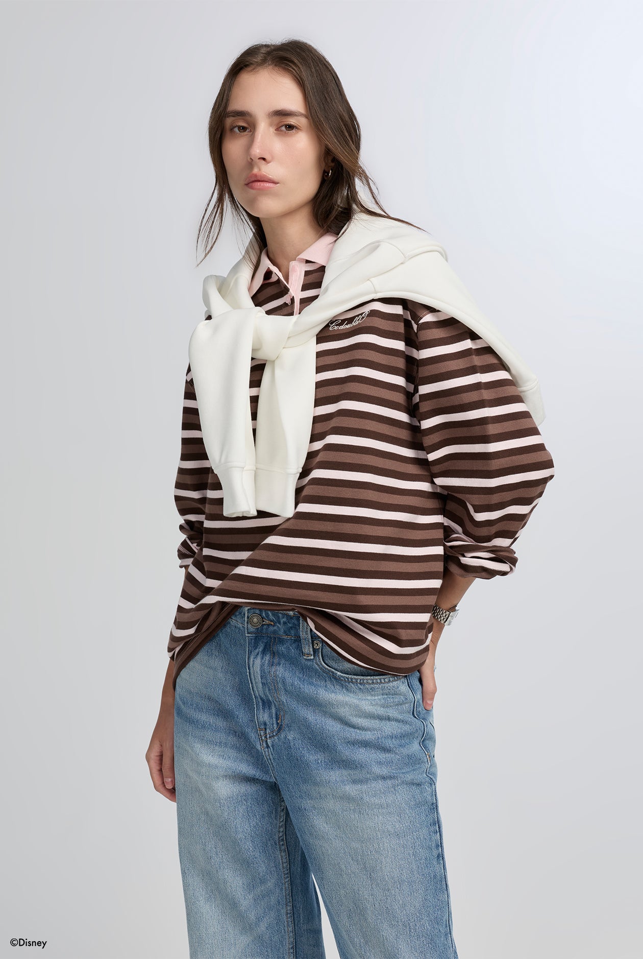 CHIP ‘N DALE STRIPED LONG SLEEVE POLO SHIRT