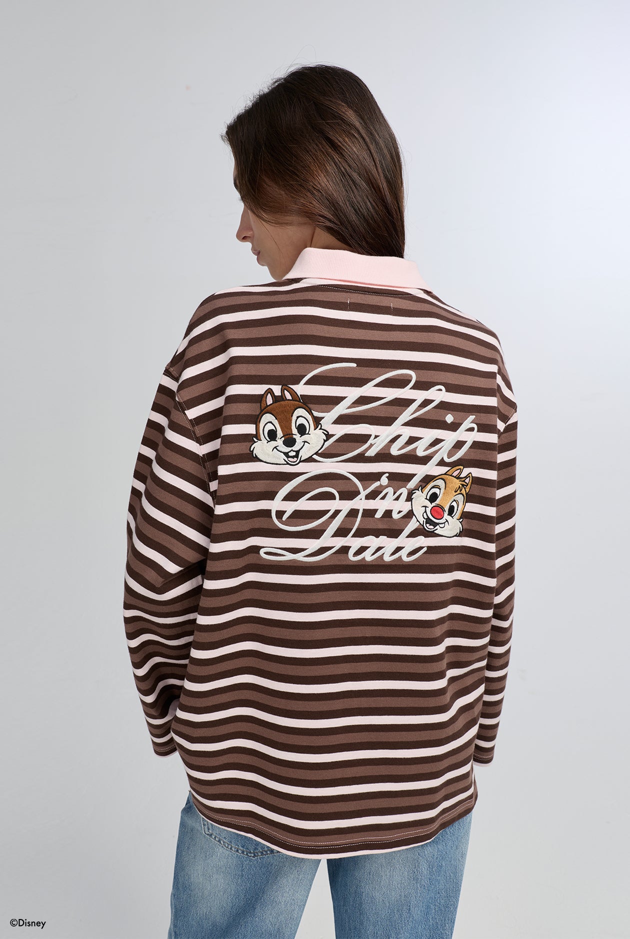 CHIP ‘N DALE STRIPED LONG SLEEVE POLO SHIRT