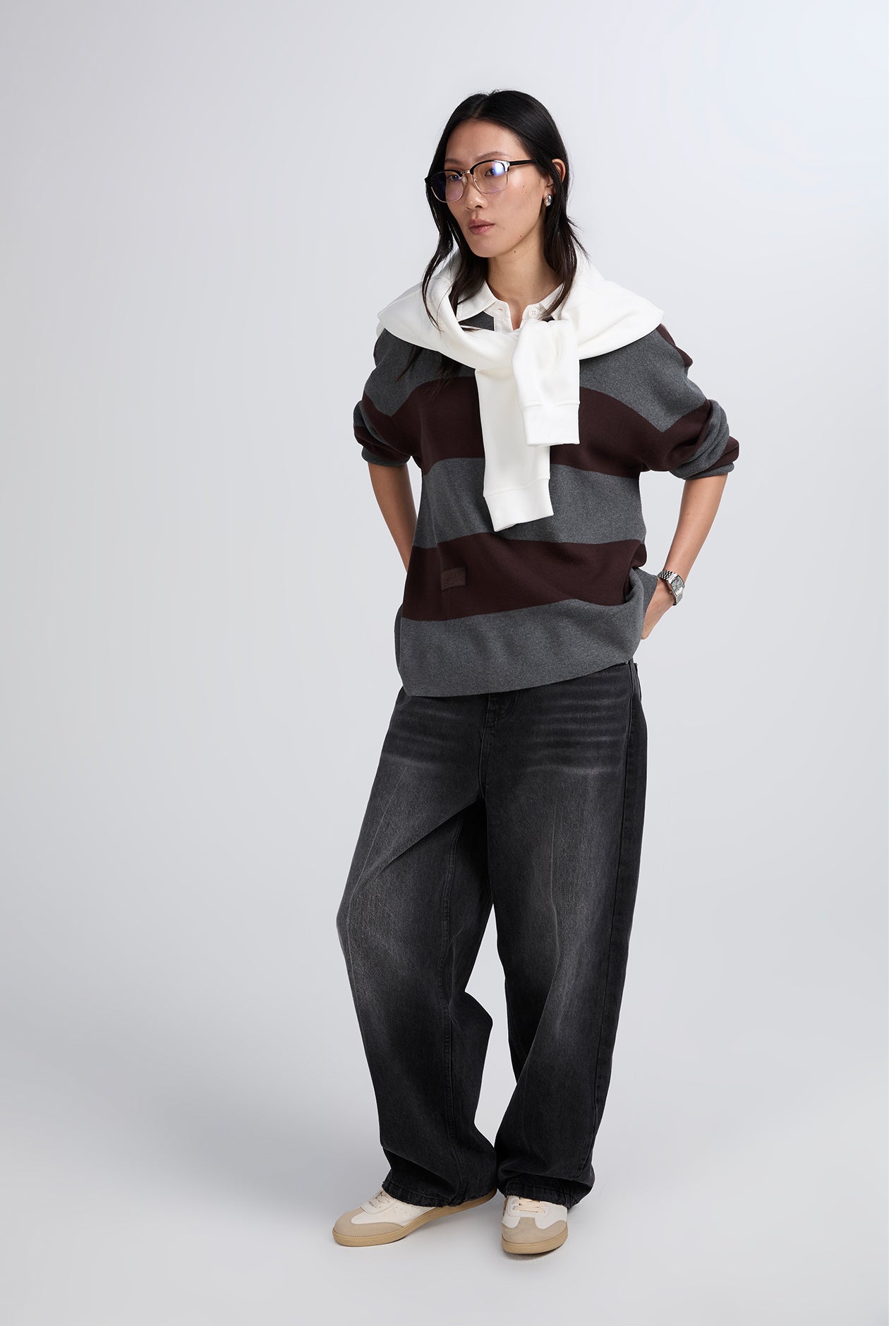 OVERSIZED STRIPE RUGBY KNIT POLO