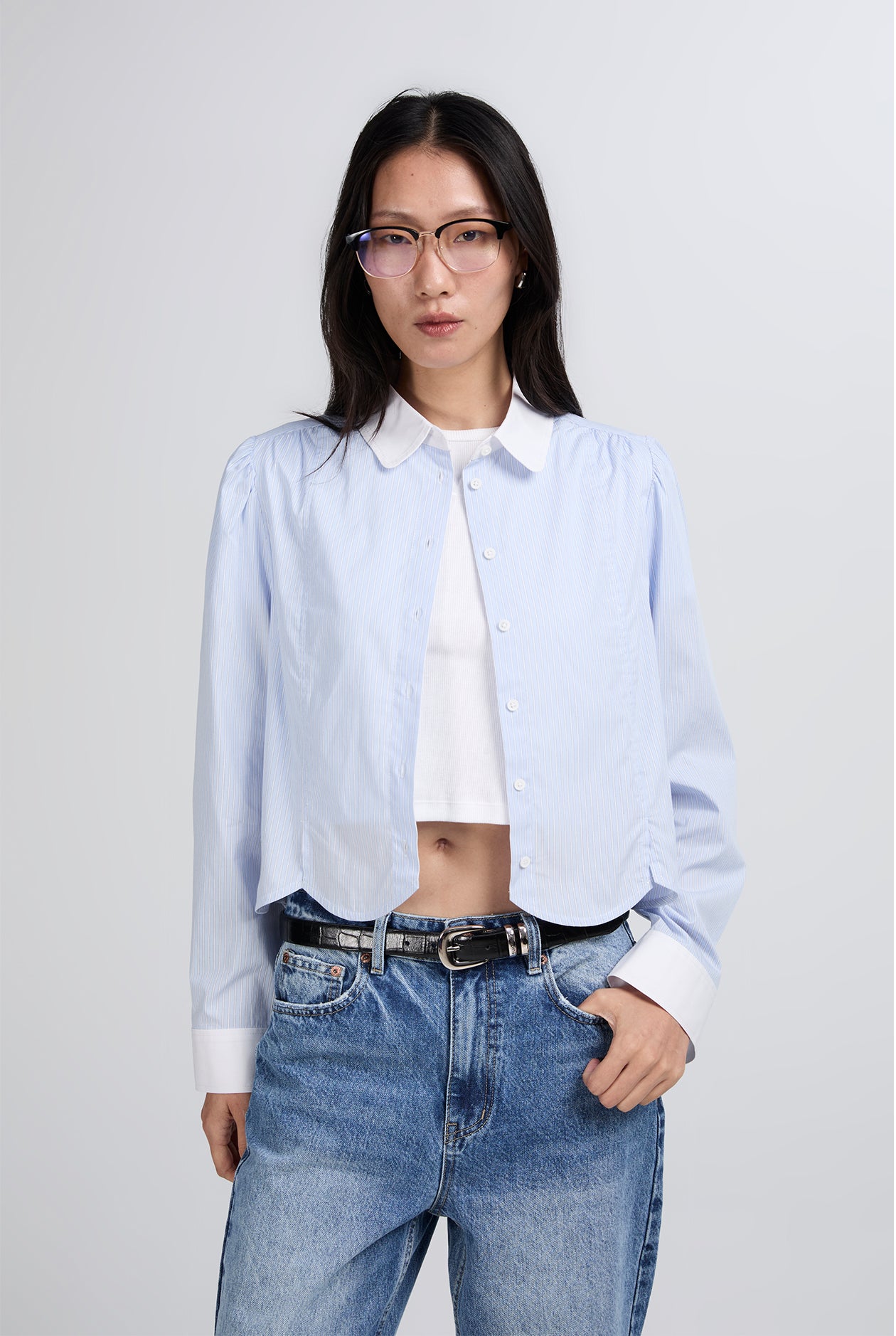 STRIPED CROPPED SHIRT